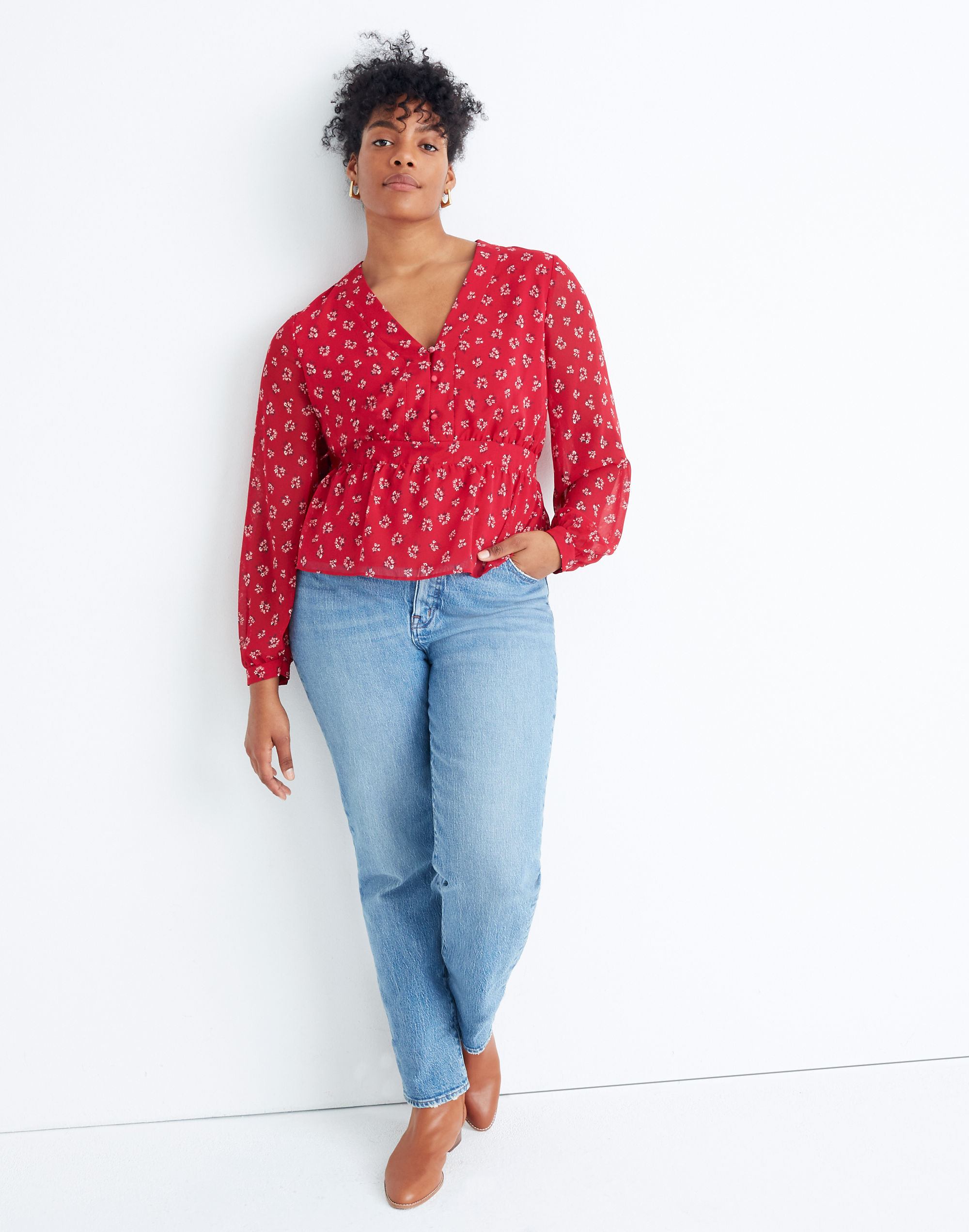 v-neck peplum top in little lilies