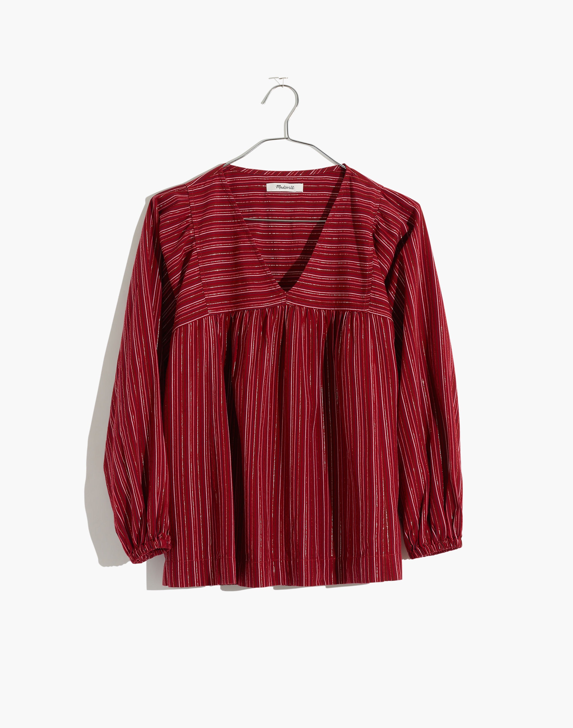 Swingy Peasant Top in Metallic Stripe