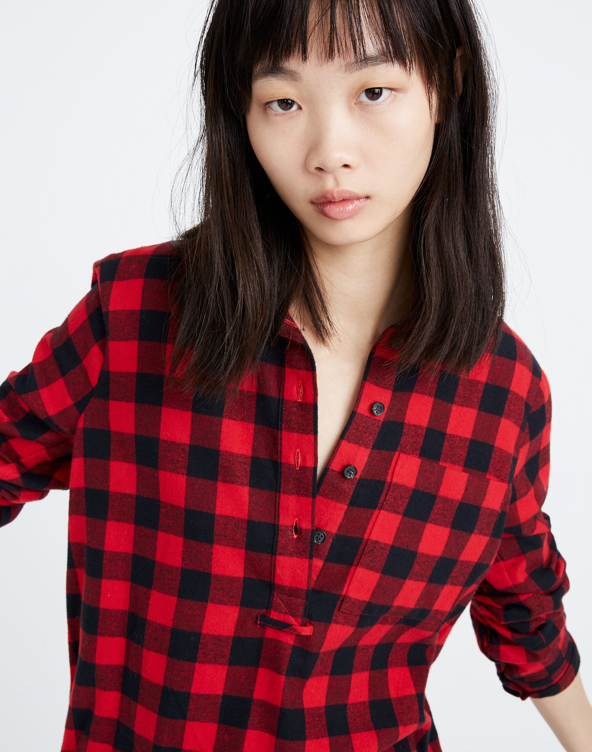 Flannel Popover Shirt in Buffalo Check