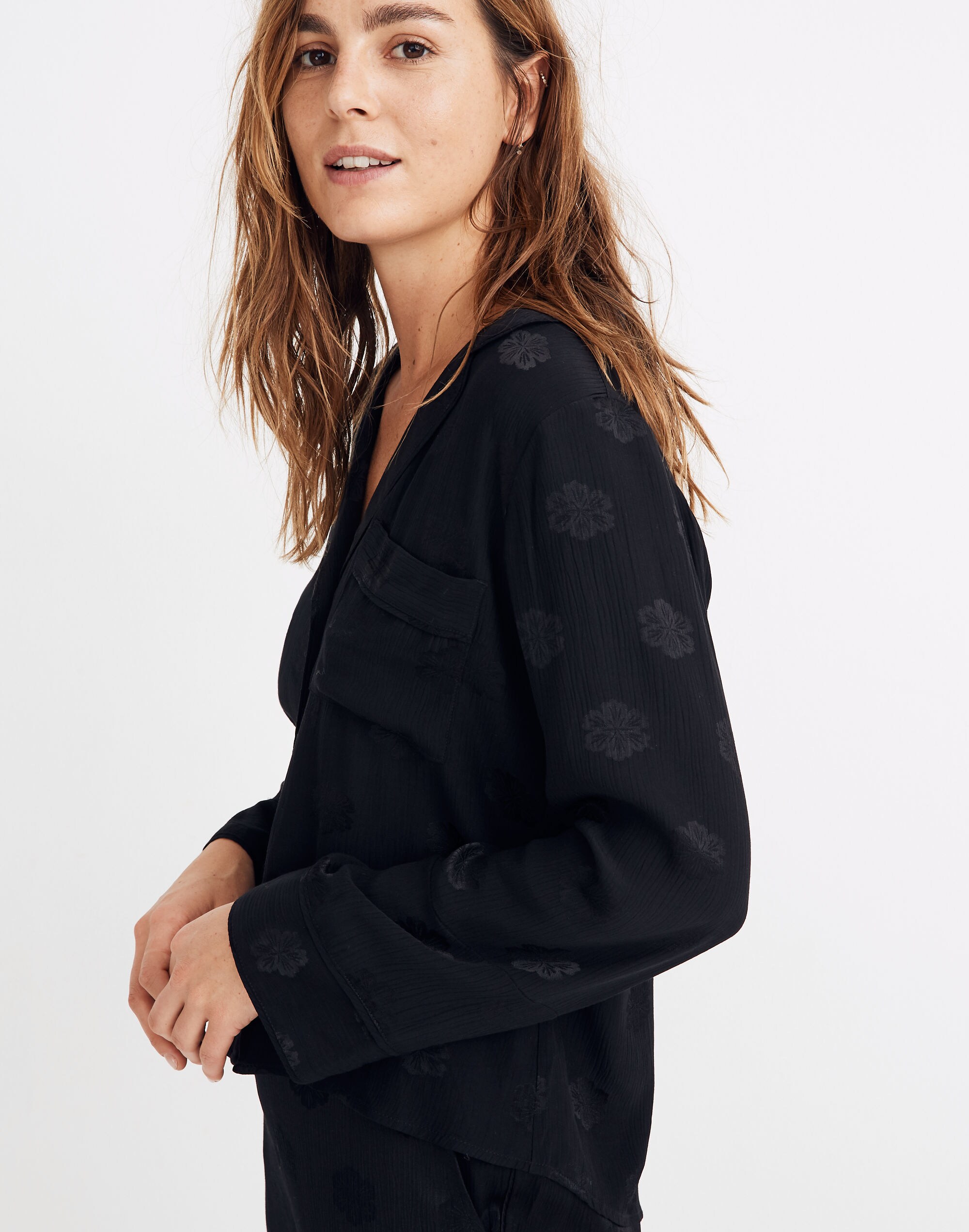 Floral Jacquard Pajama Shirt