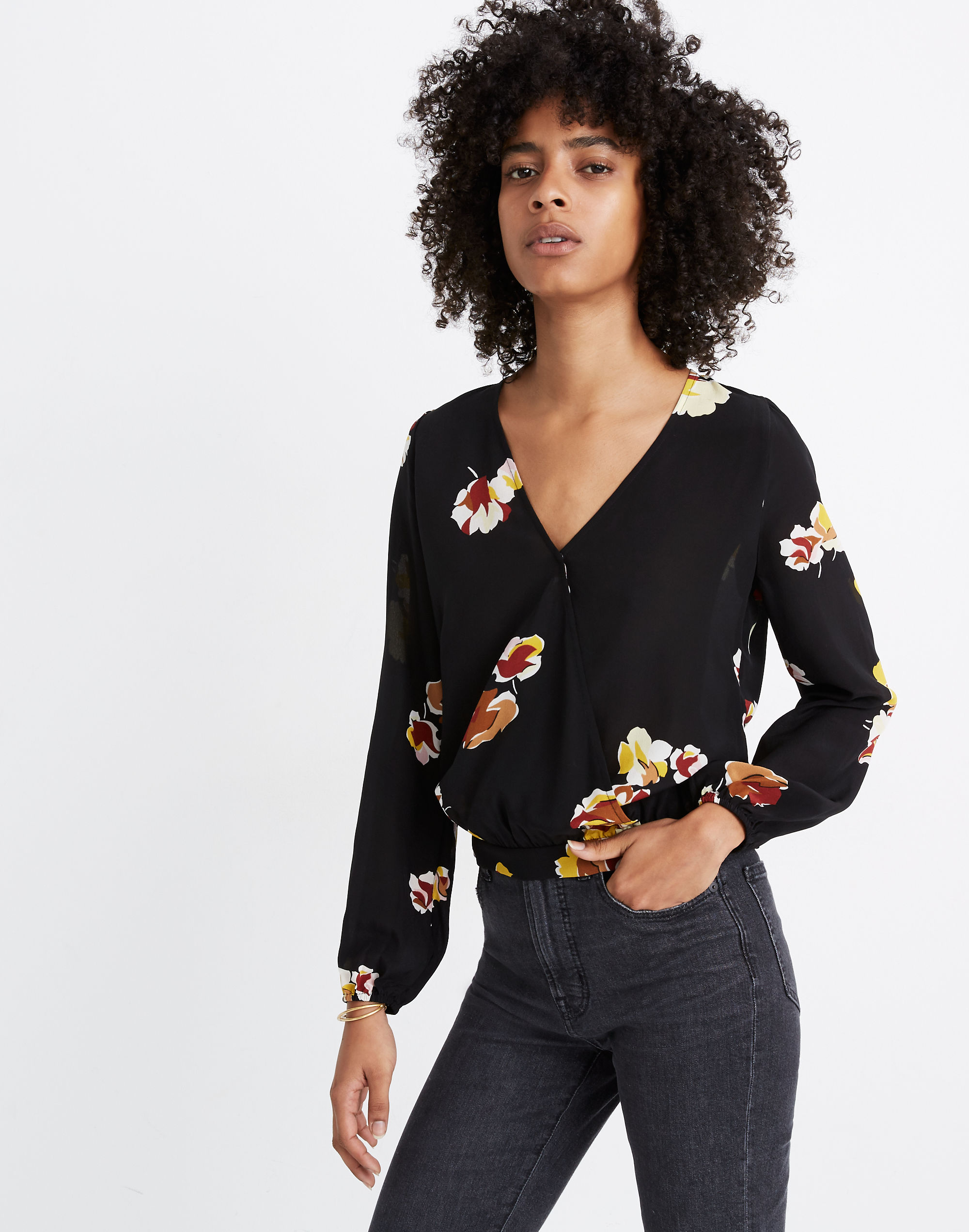 Silk Wrap Top in Gallery Floral