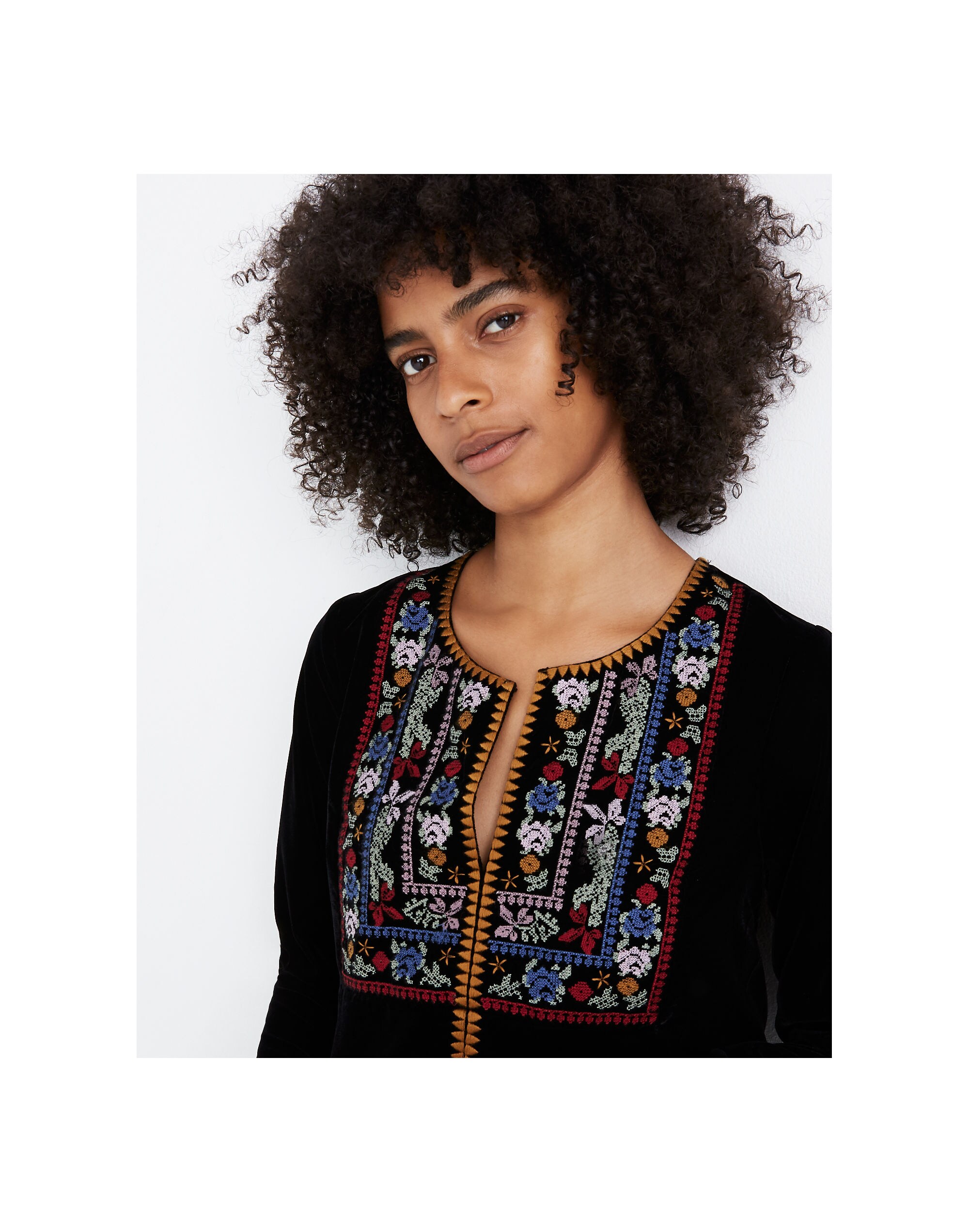 Embroidered Velvet Top