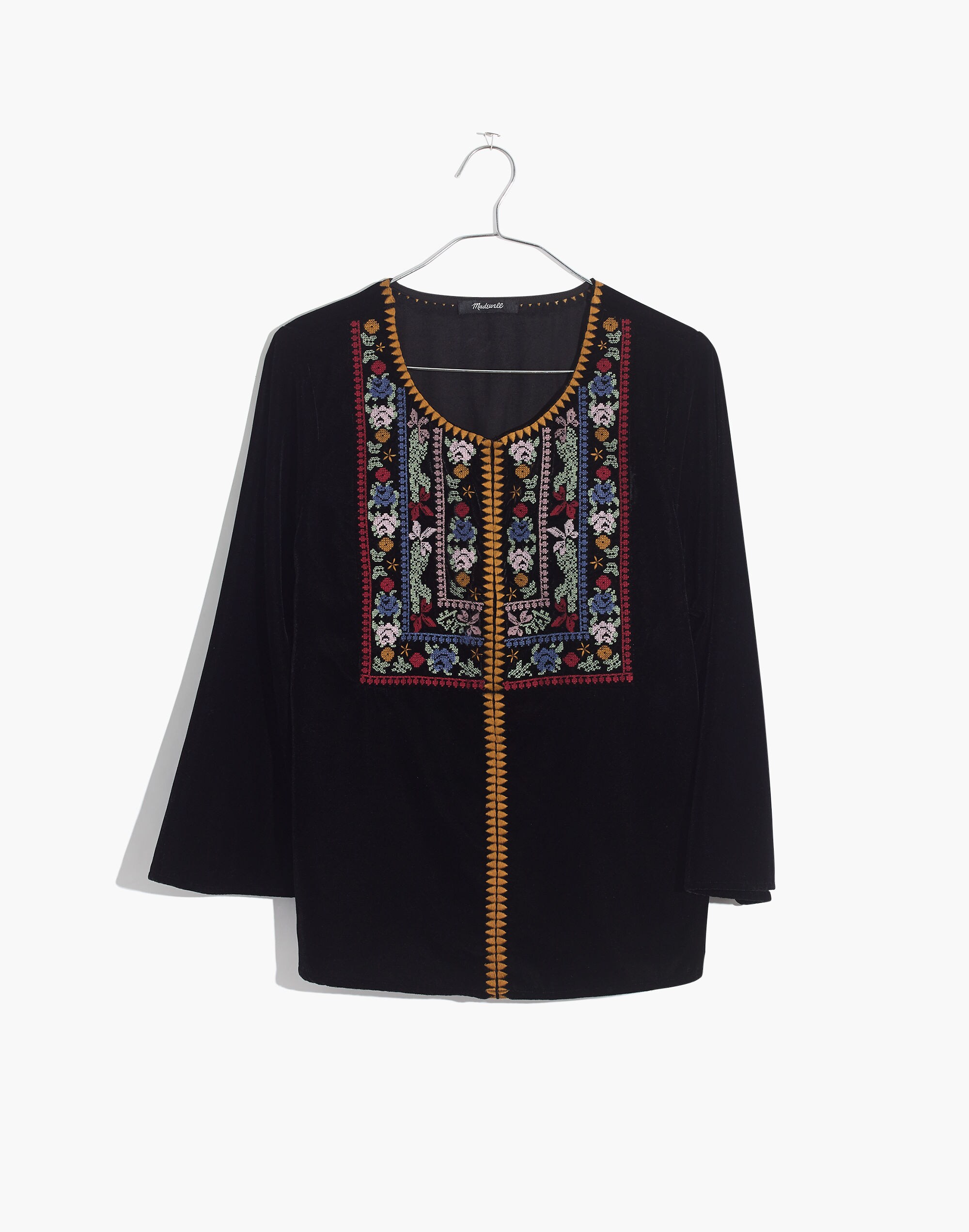 Embroidered Velvet Top