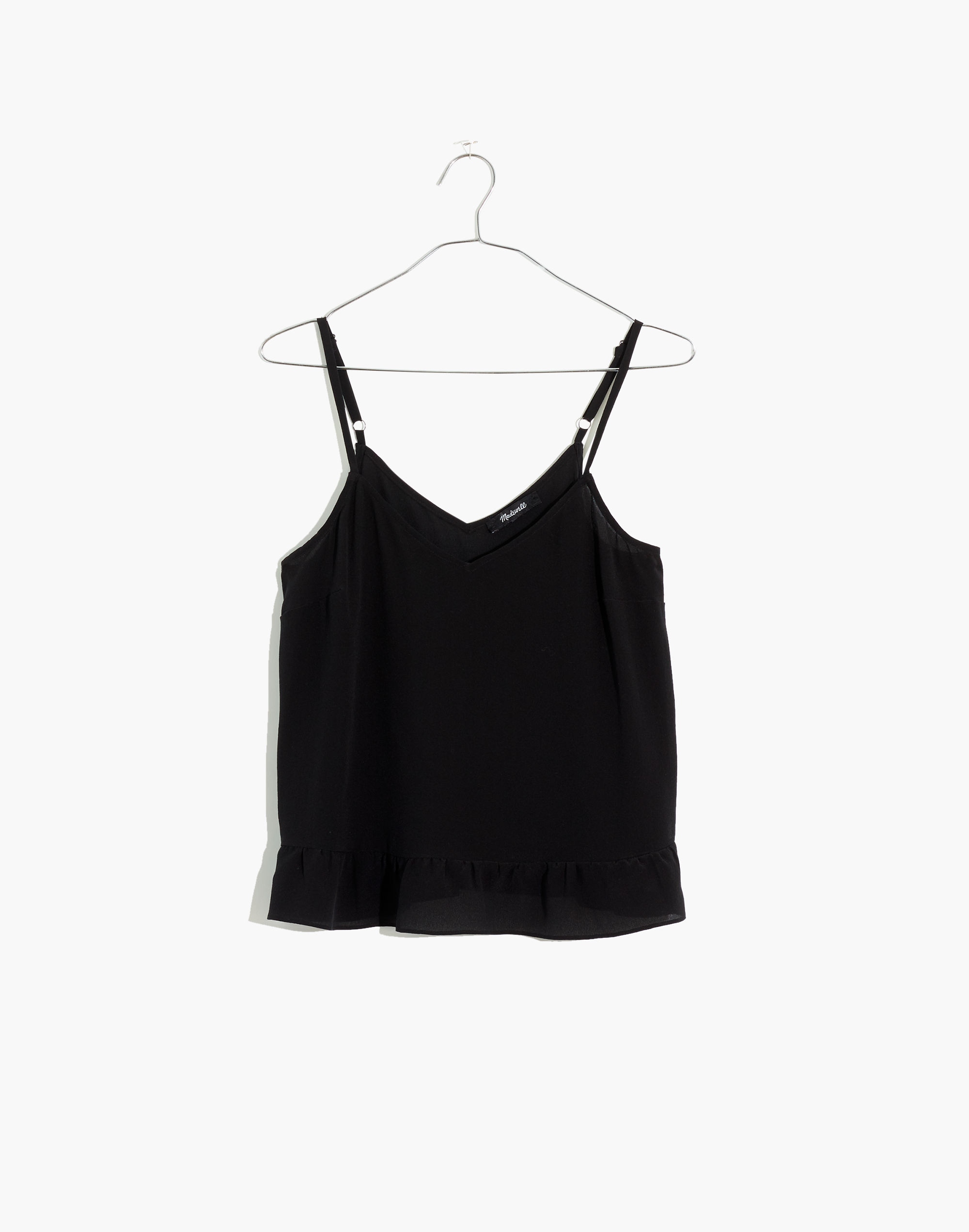 Silk Ruffle-Hem Cami Top