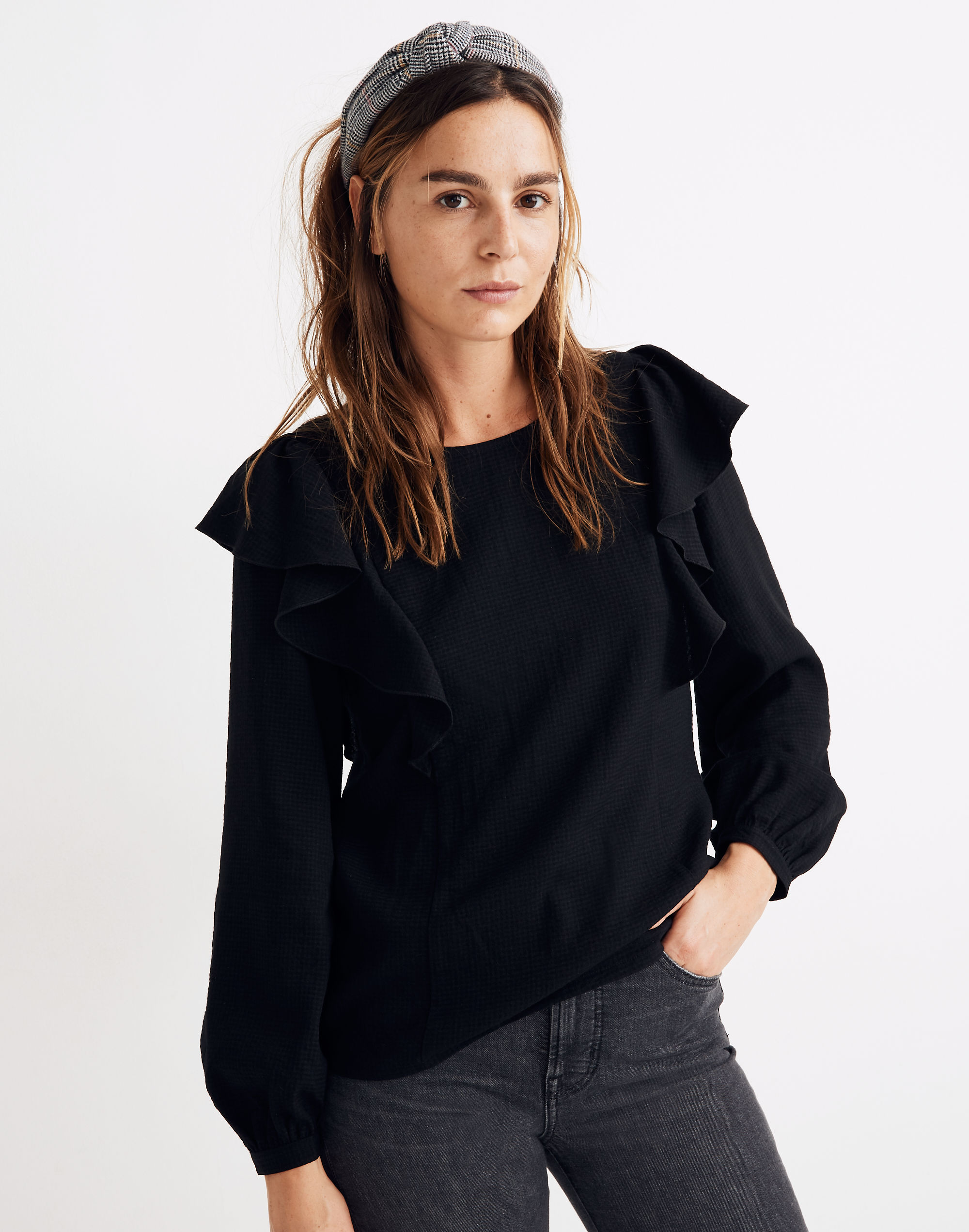 ruffle-front top