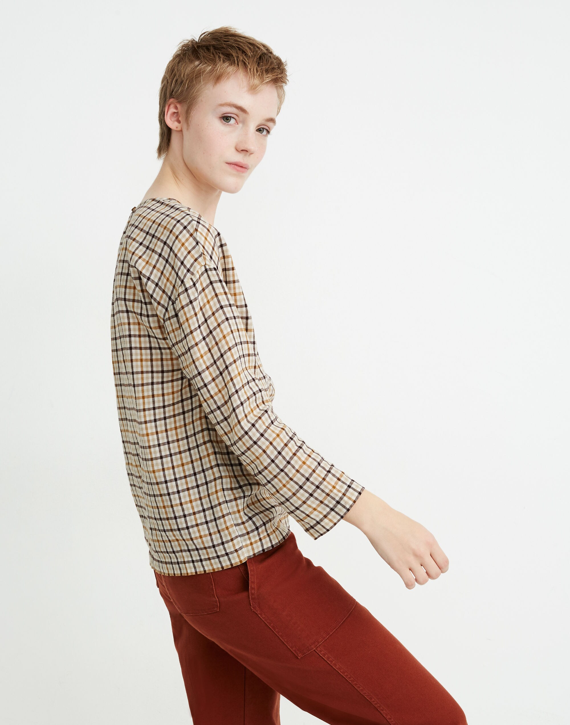 Boxy Tee Top in Houndstooth