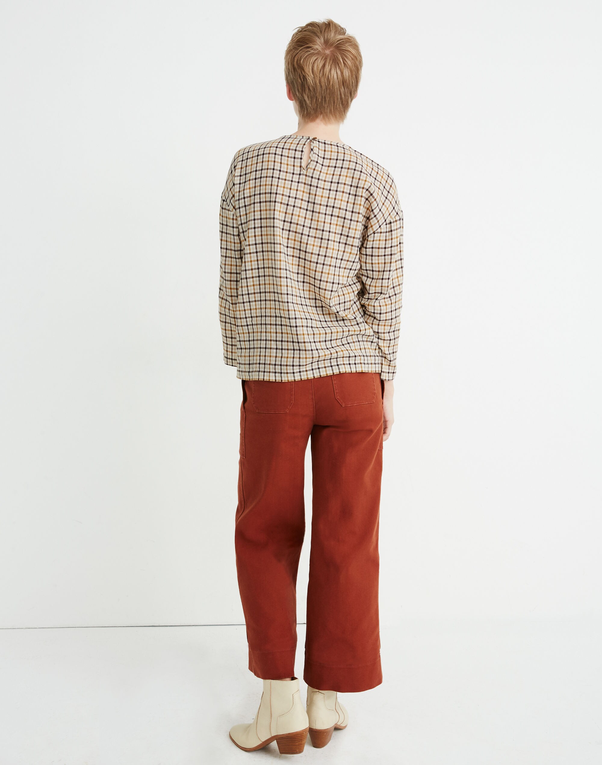 Boxy Tee Top in Houndstooth