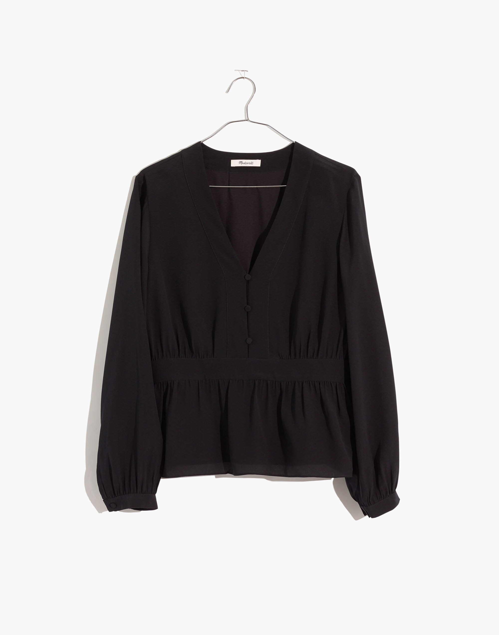 Silk V-Neck Peplum Top