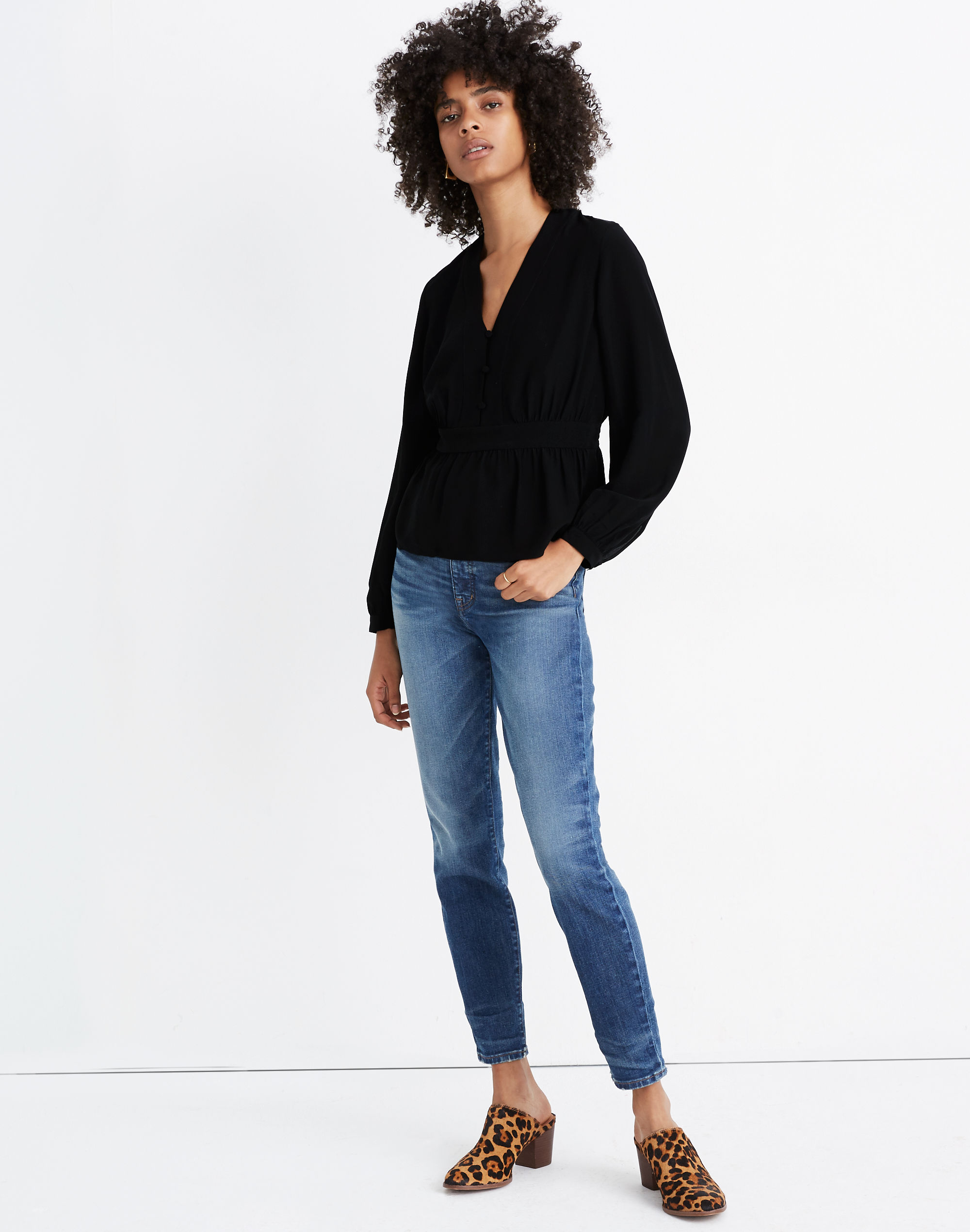 silk v-neck peplum top