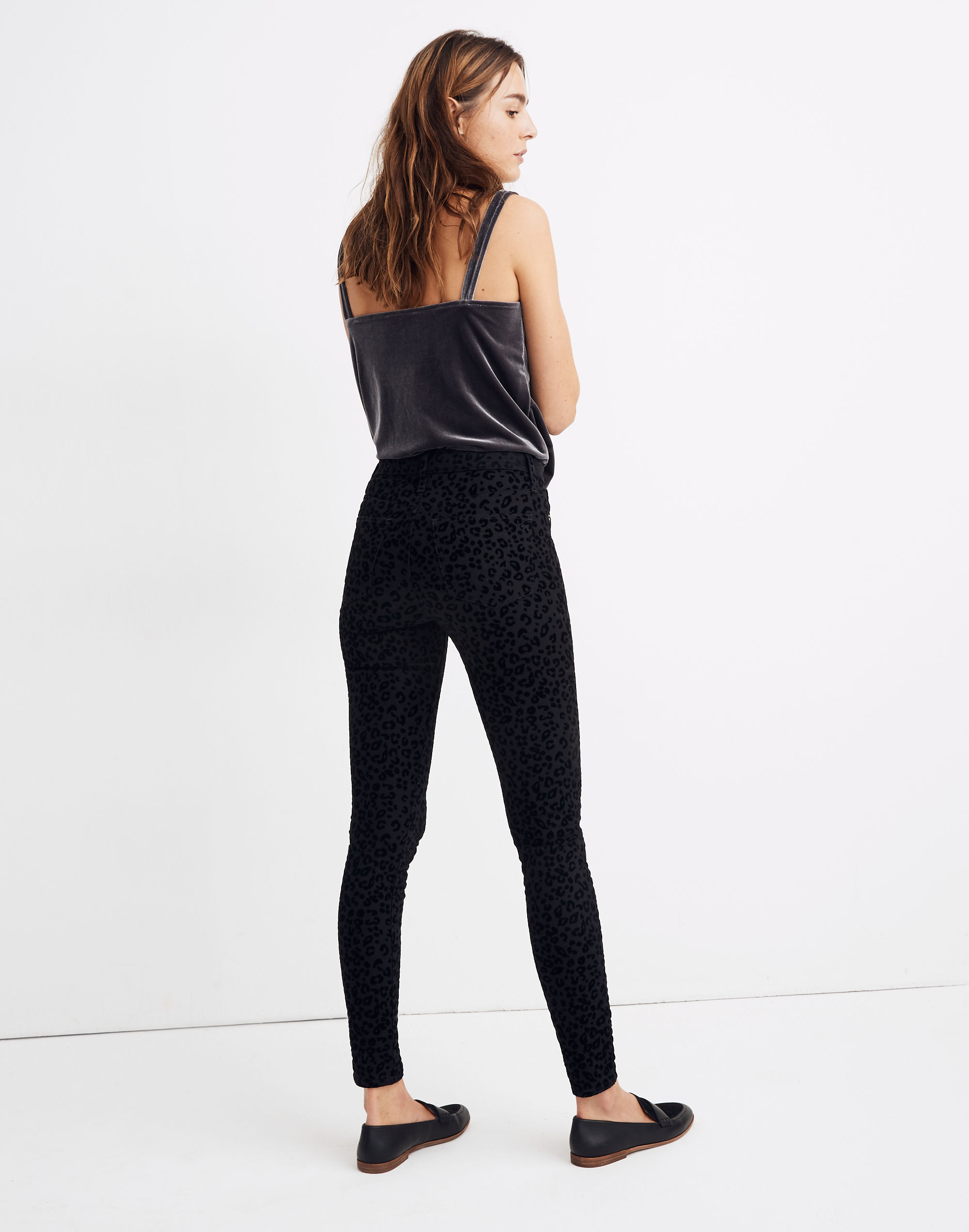 9" Mid-Rise Skinny Jeans: Flocked Leopard Edition