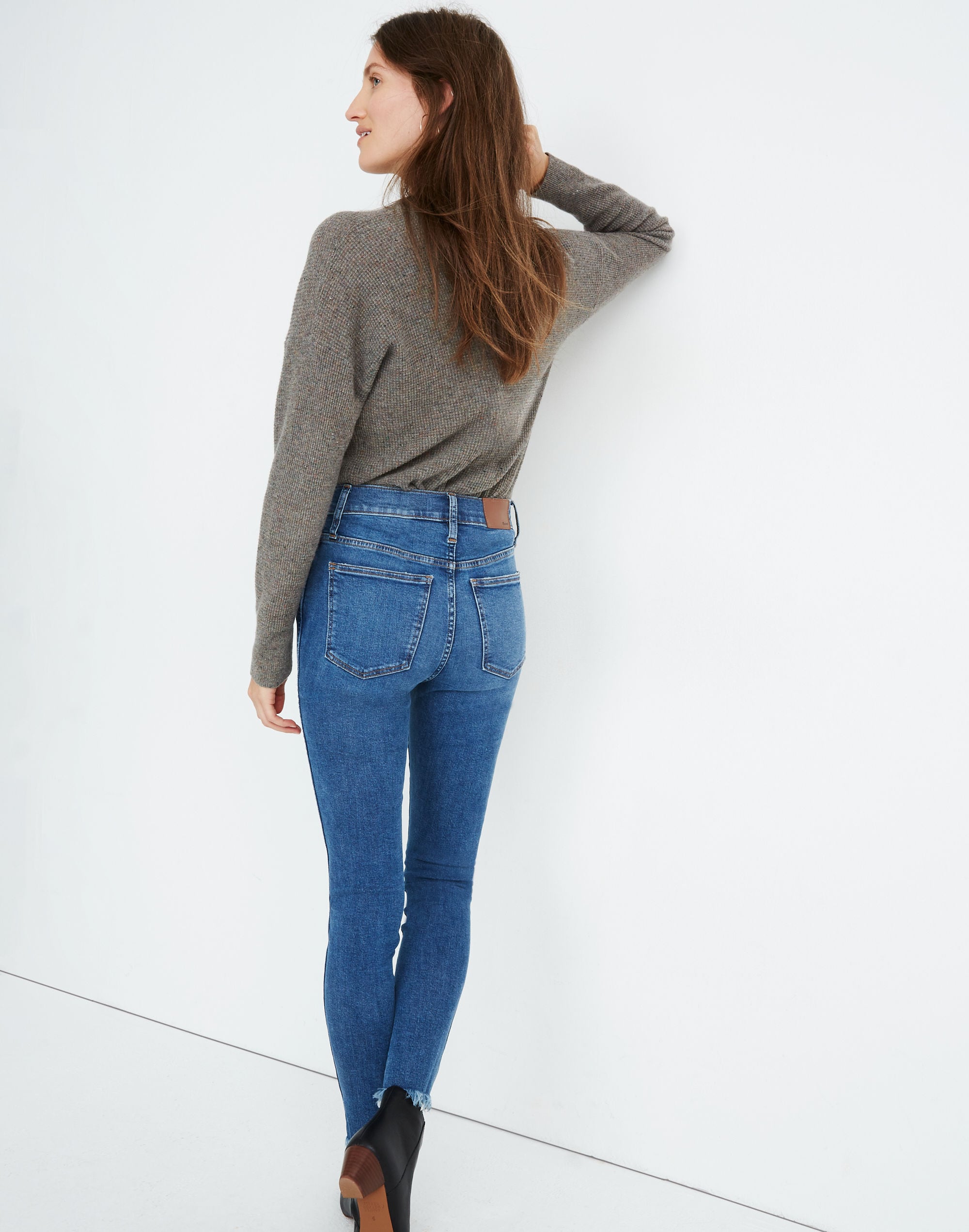 10" High-Rise Skinny Jeans in Mackey Wash: Button-Front Edition