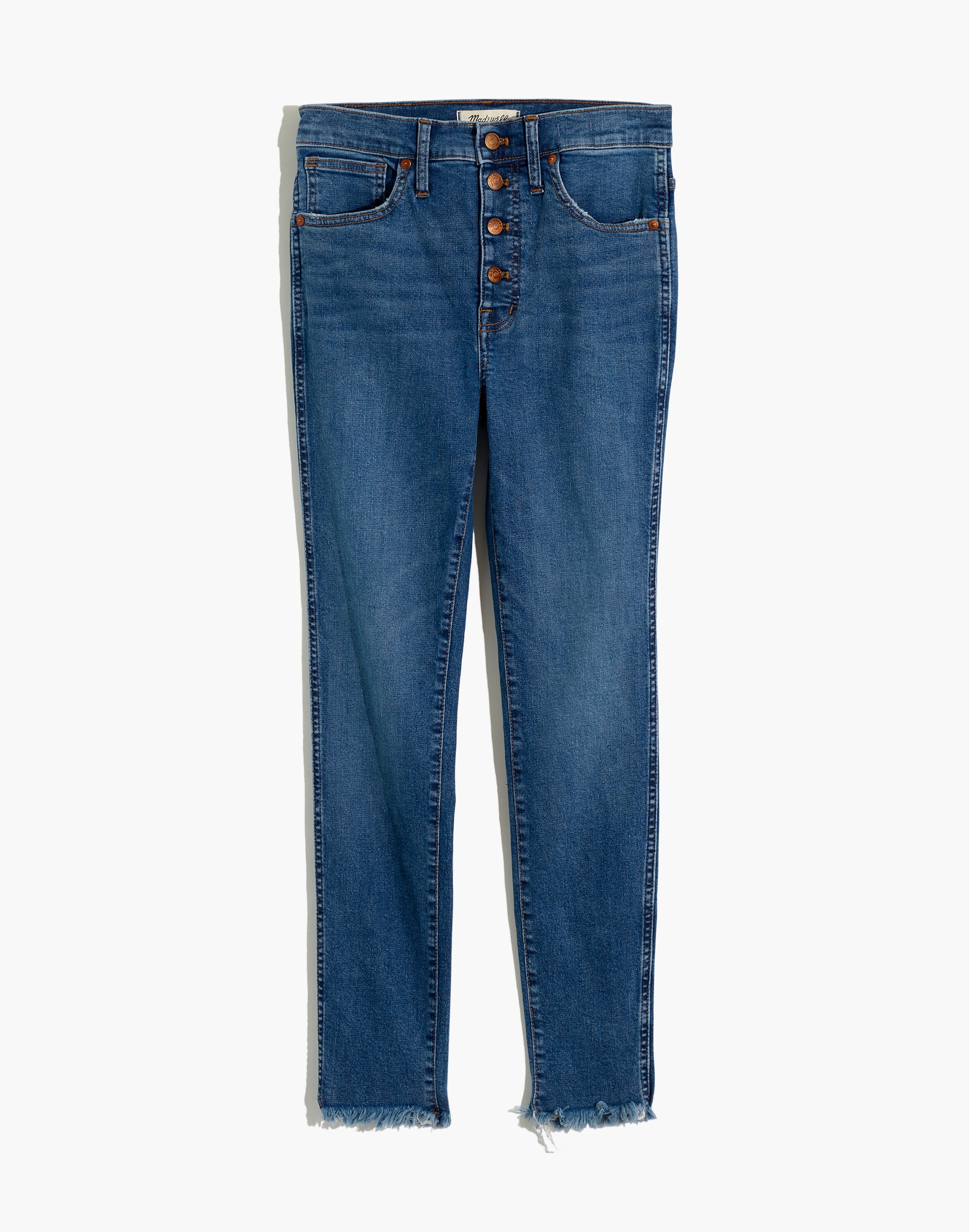 10" High-Rise Skinny Jeans in Mackey Wash: Button-Front Edition