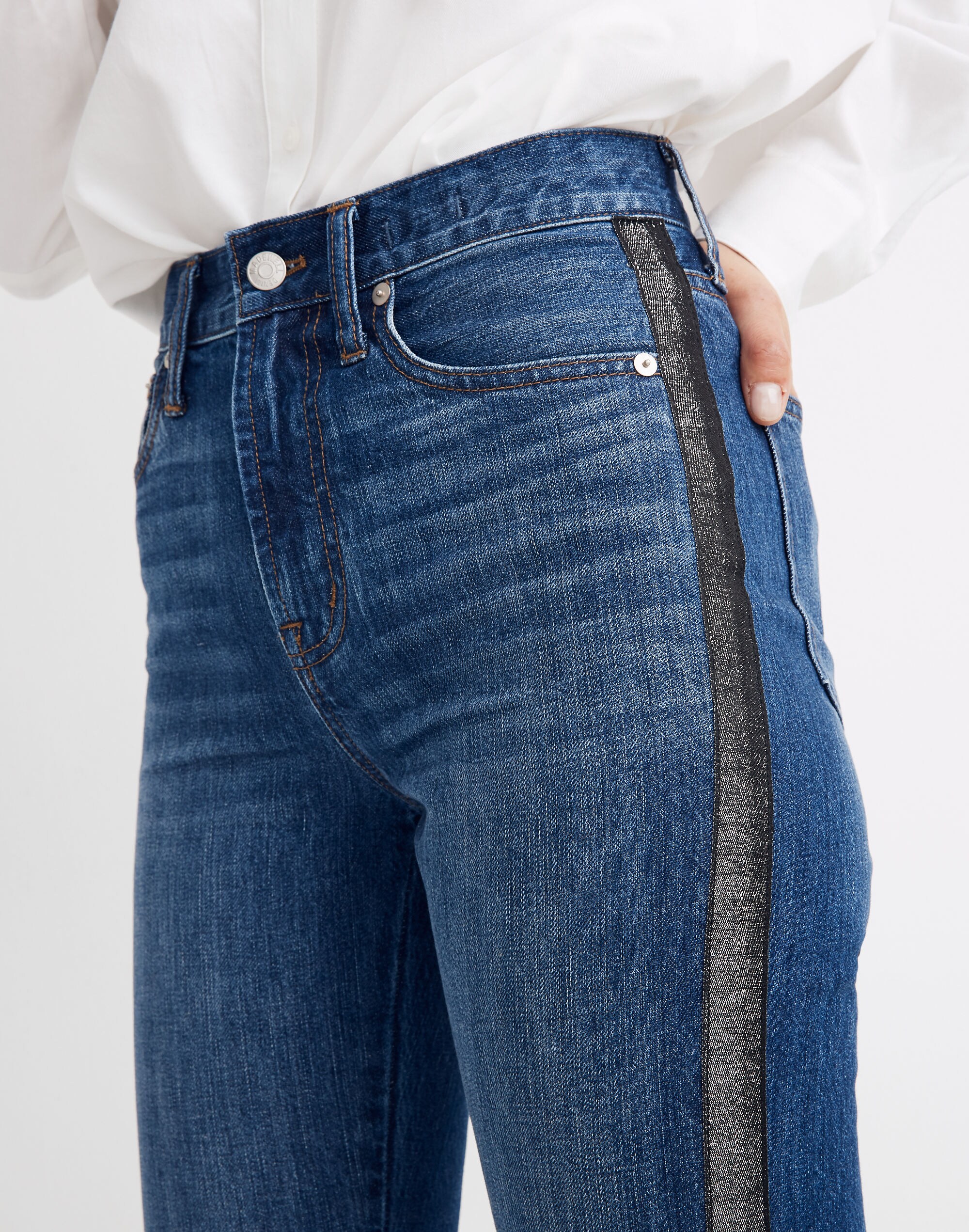 The Perfect Vintage Jean: Metallic Tuxedo Stripe Edition