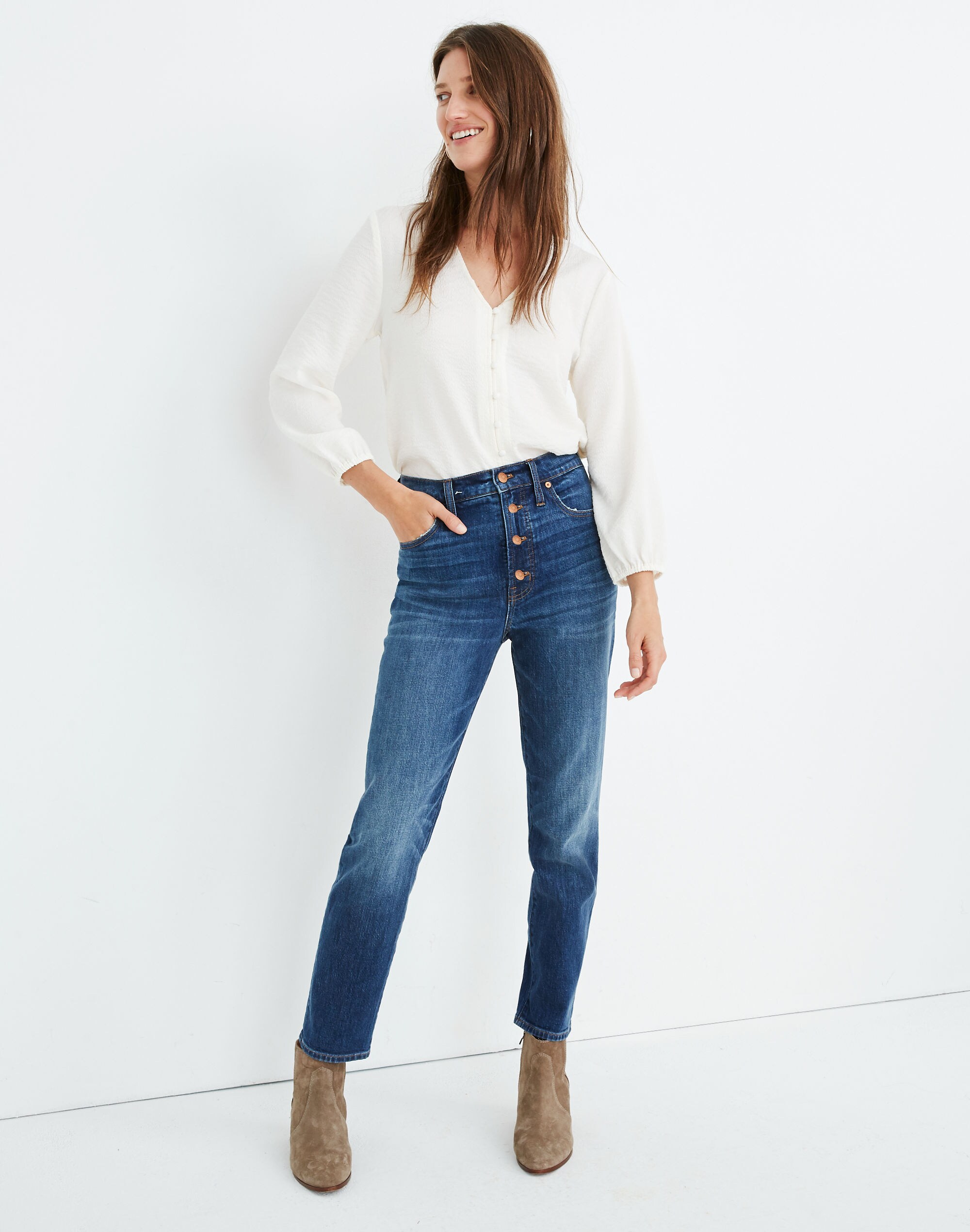 The Perfect Vintage Jean in Barnsdale Wash: Button-Front Edition