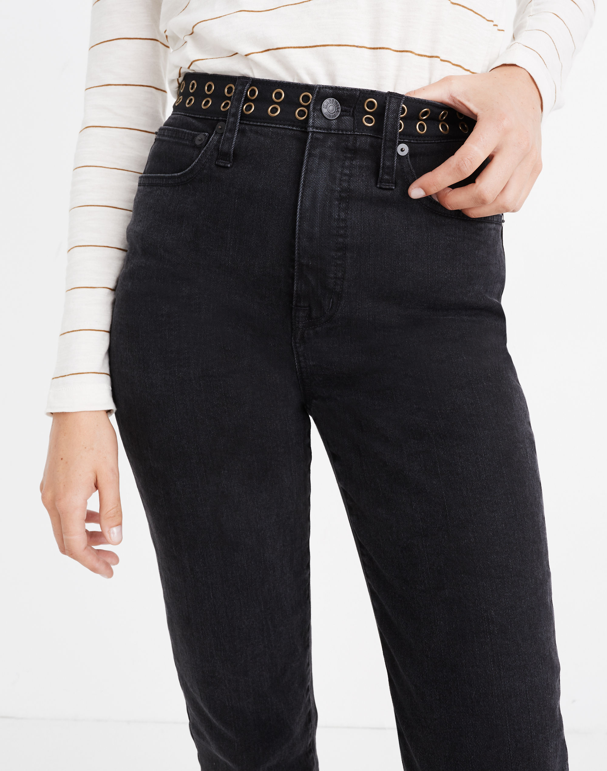 Classic Straight Jeans in Lunar Wash: Grommet Edition