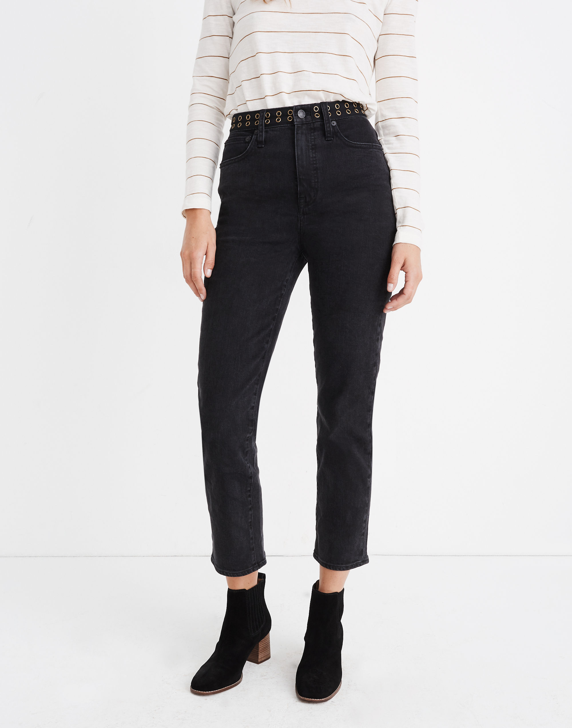 Classic Straight Jeans in Lunar Wash: Grommet Edition