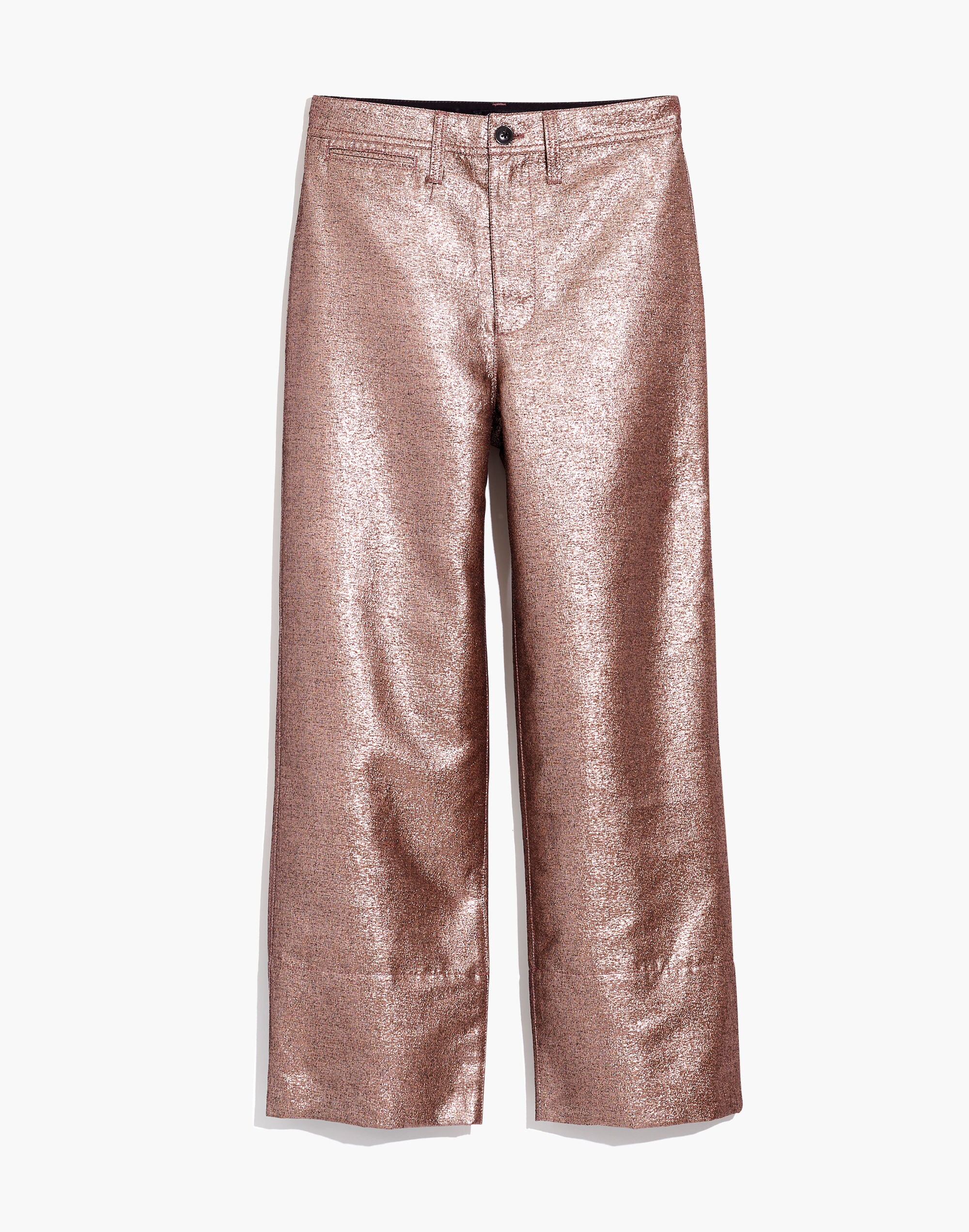 Slim Emmett Wide-Leg Crop Pants in Metallic