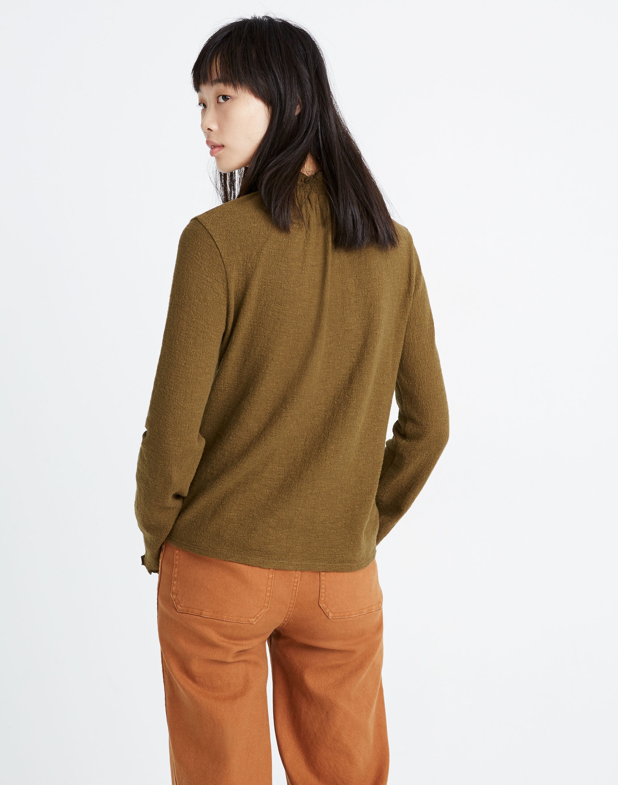 Texture &amp; Thread Ruffled Mockneck Top