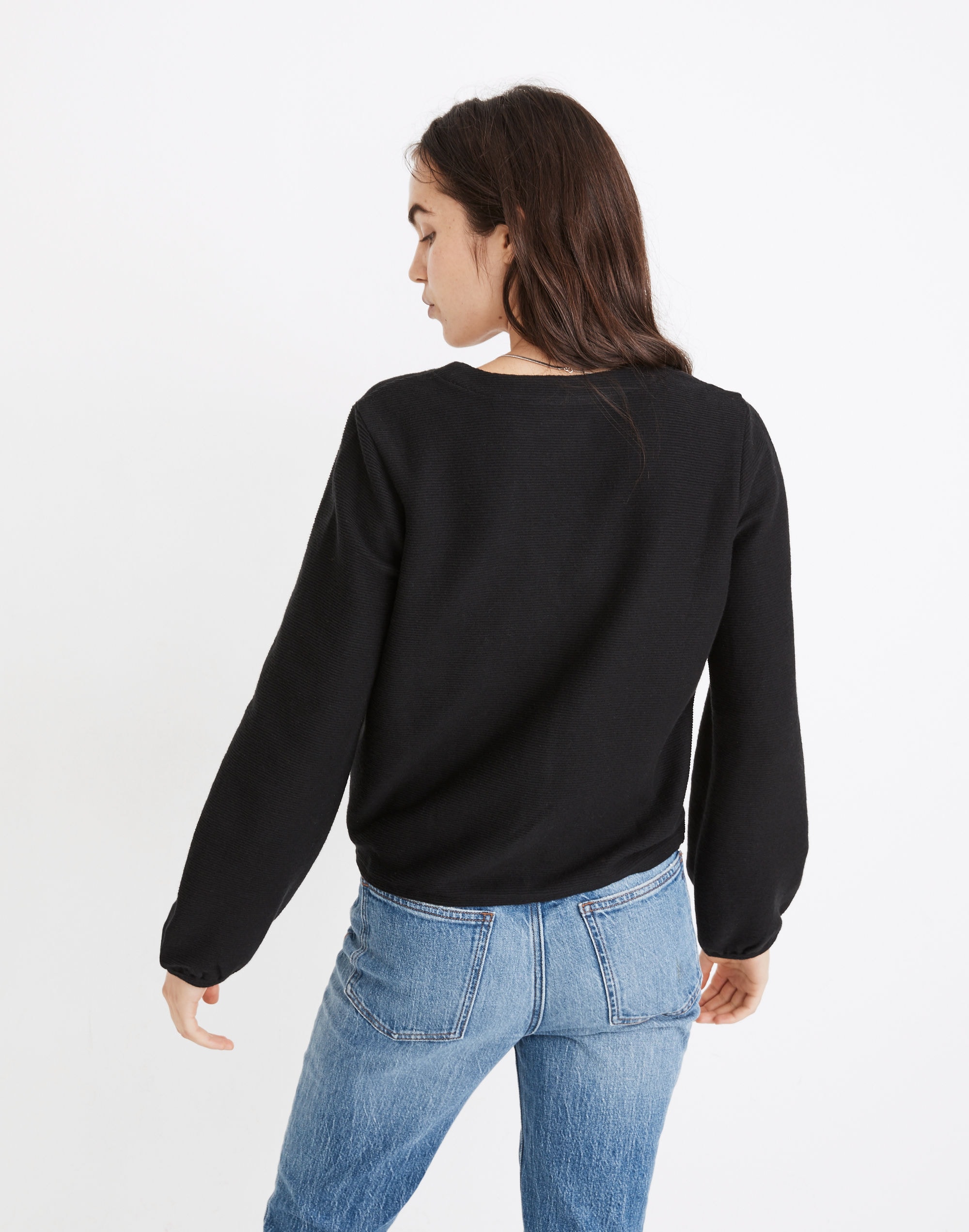 Bubble-Sleeve Cardigan Top