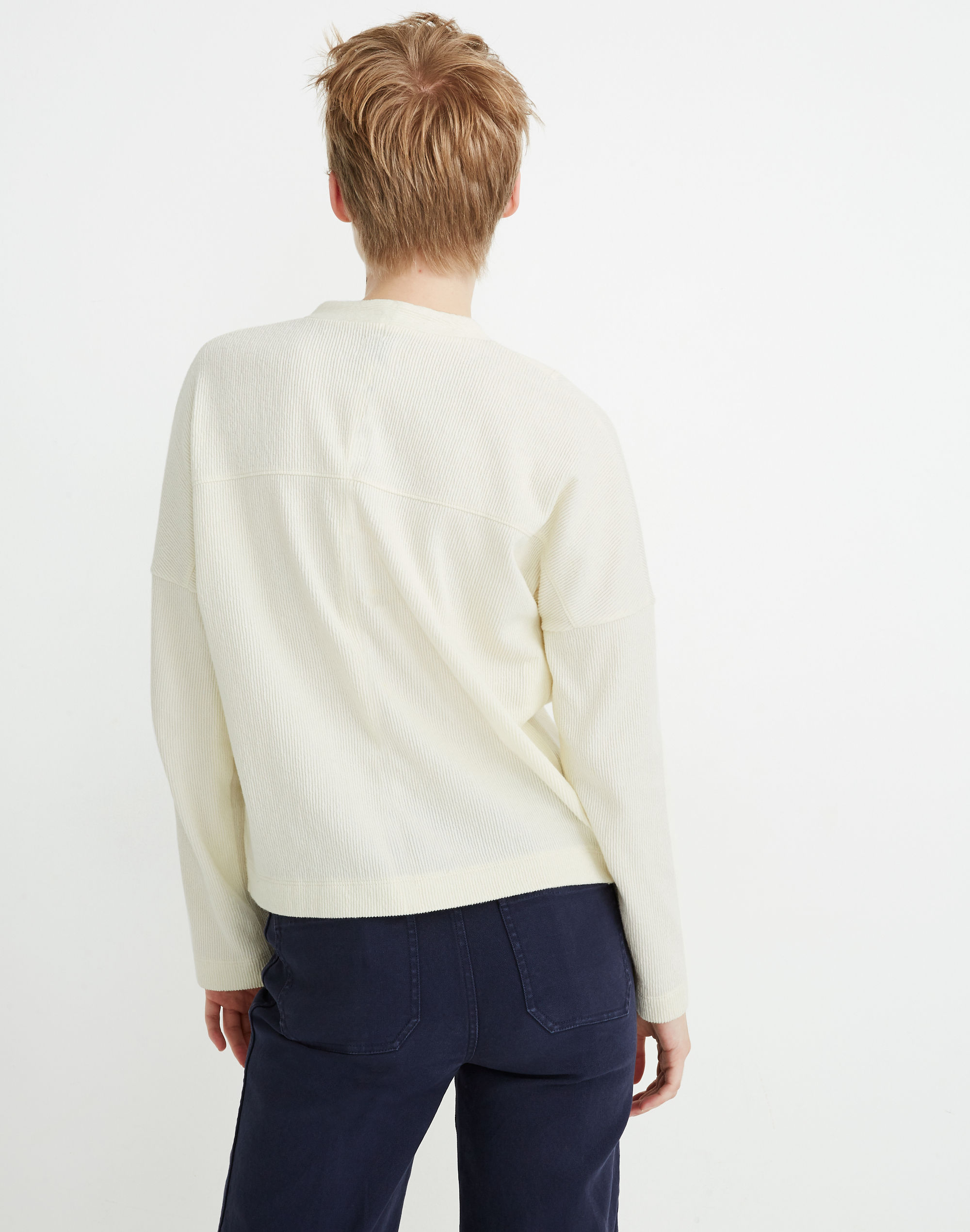 Texture &amp; Thread Seamed Henley Top