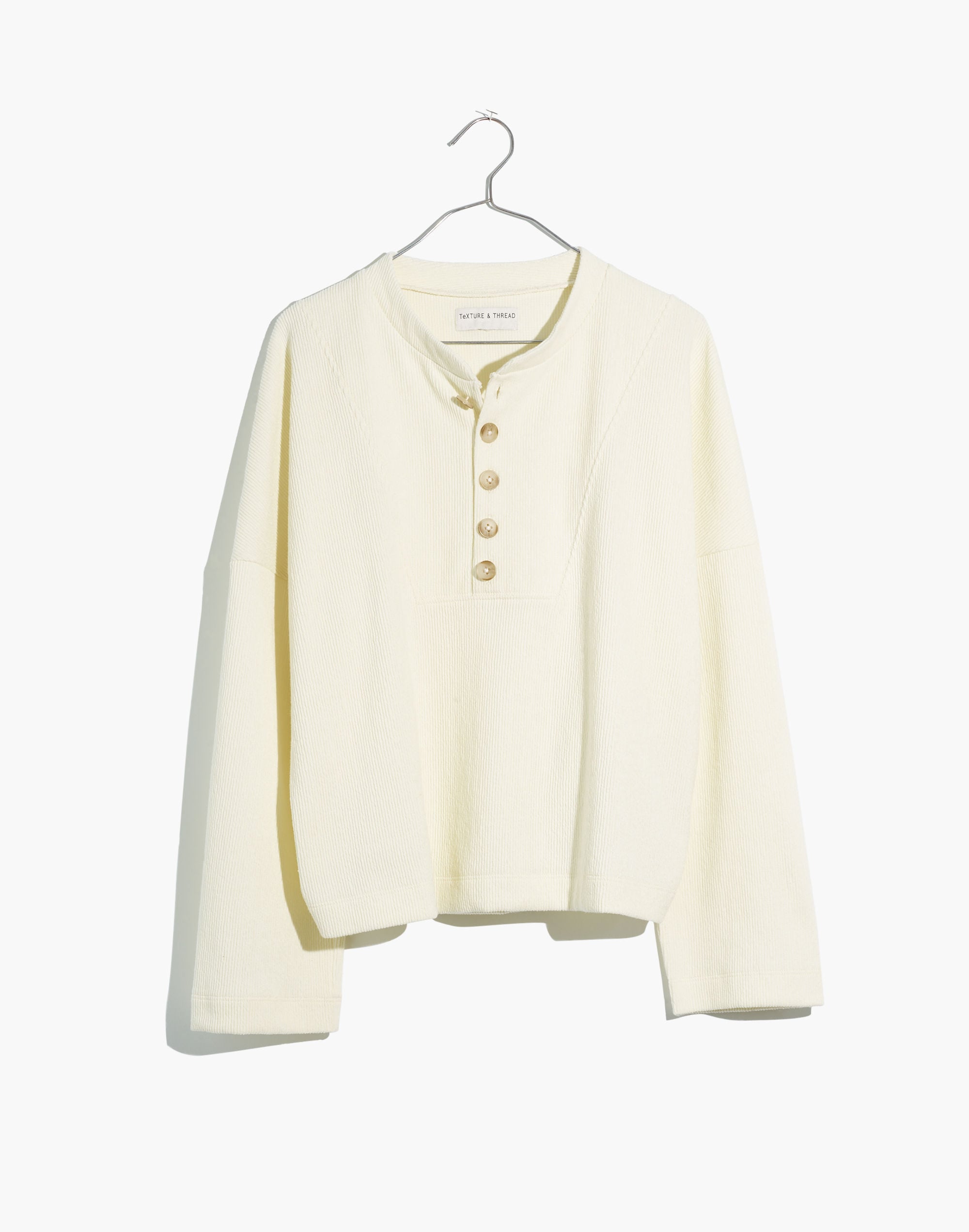 Texture &amp; Thread Seamed Henley Top