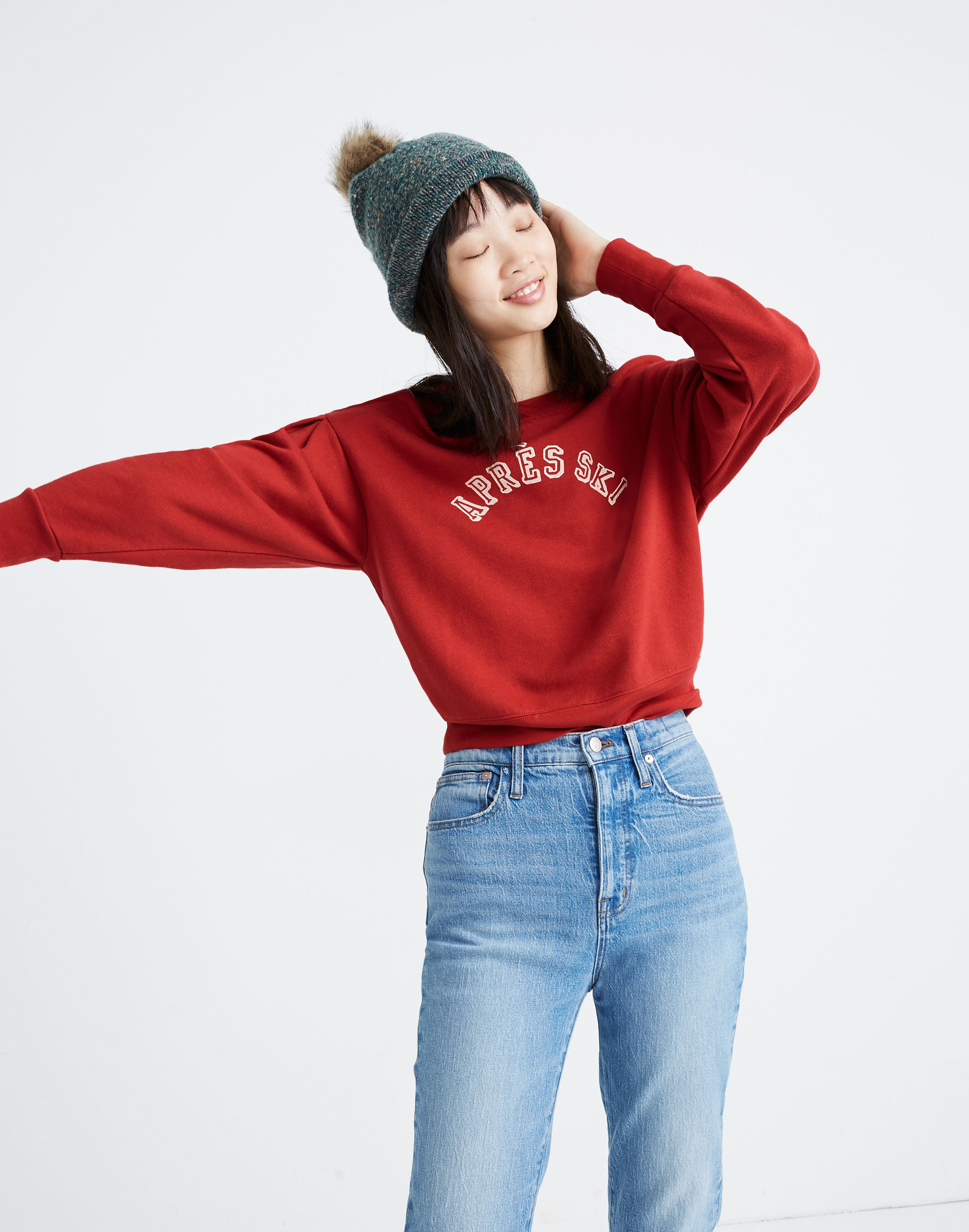 apr&egrave;s-ski pleat-sleeve sweatshirt