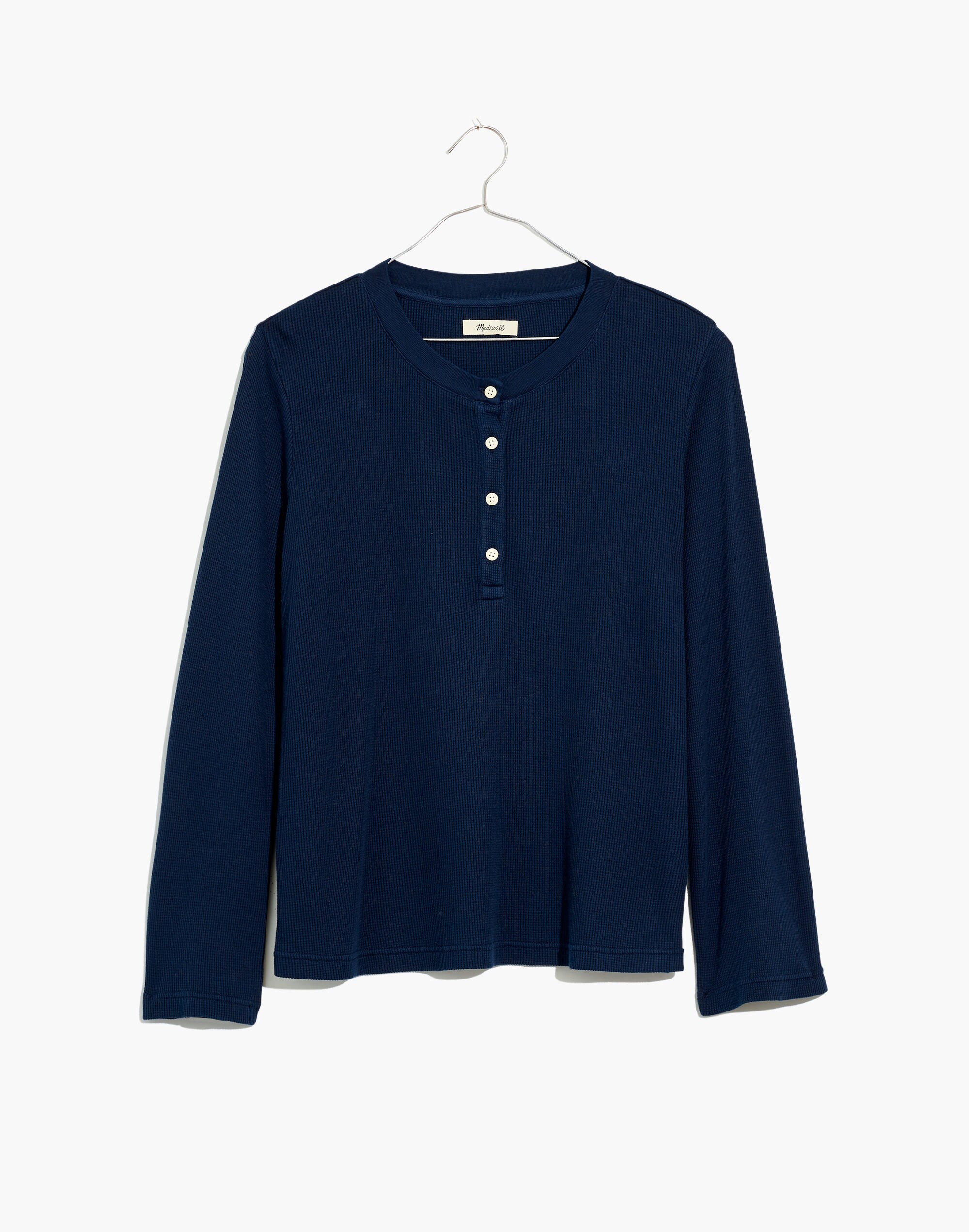 garment-dyed thermal henley tee