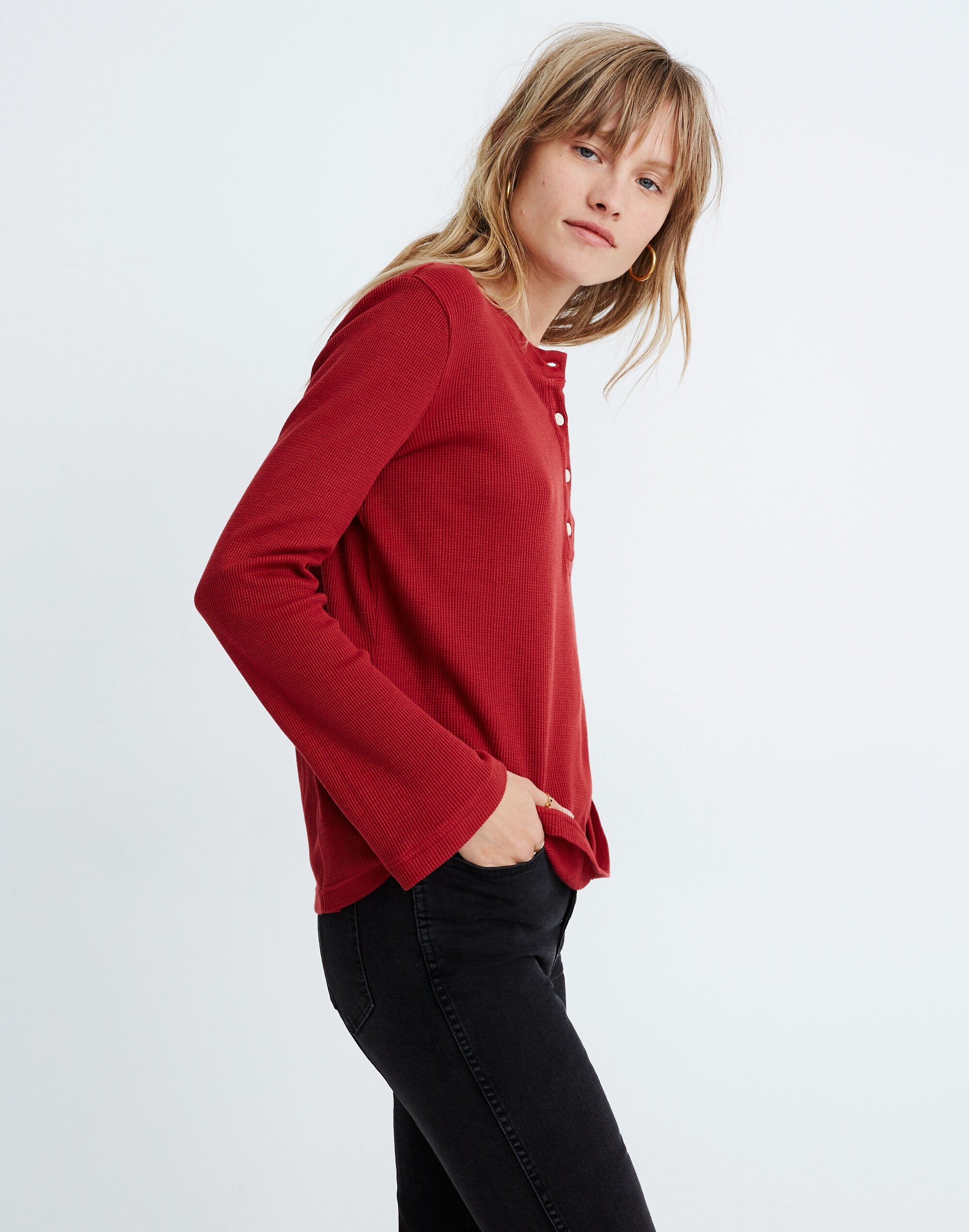 Garment-Dyed Thermal Henley Tee