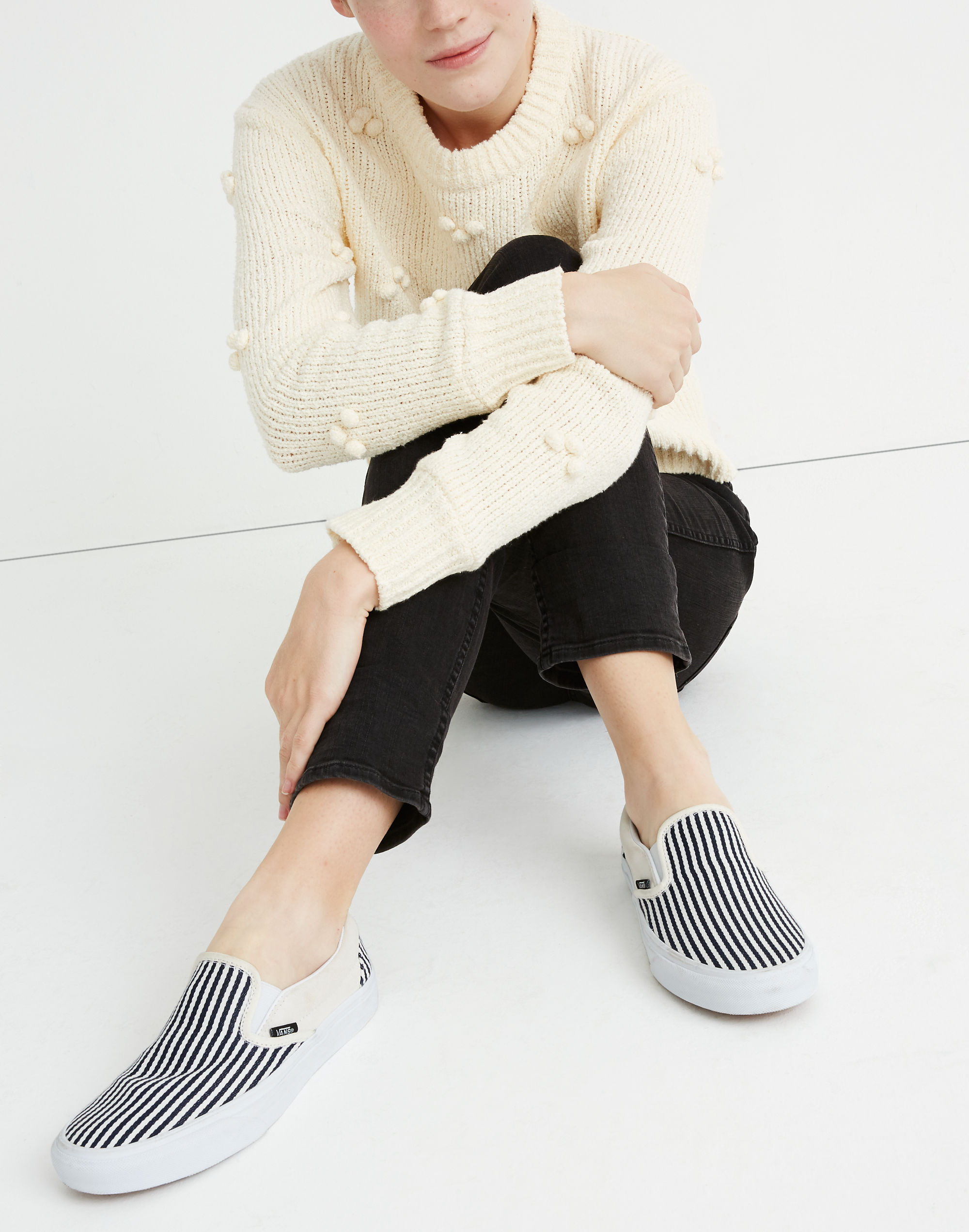 Vans&reg; Unisex Classic Slip-On Sneakers in Railroad Stripes