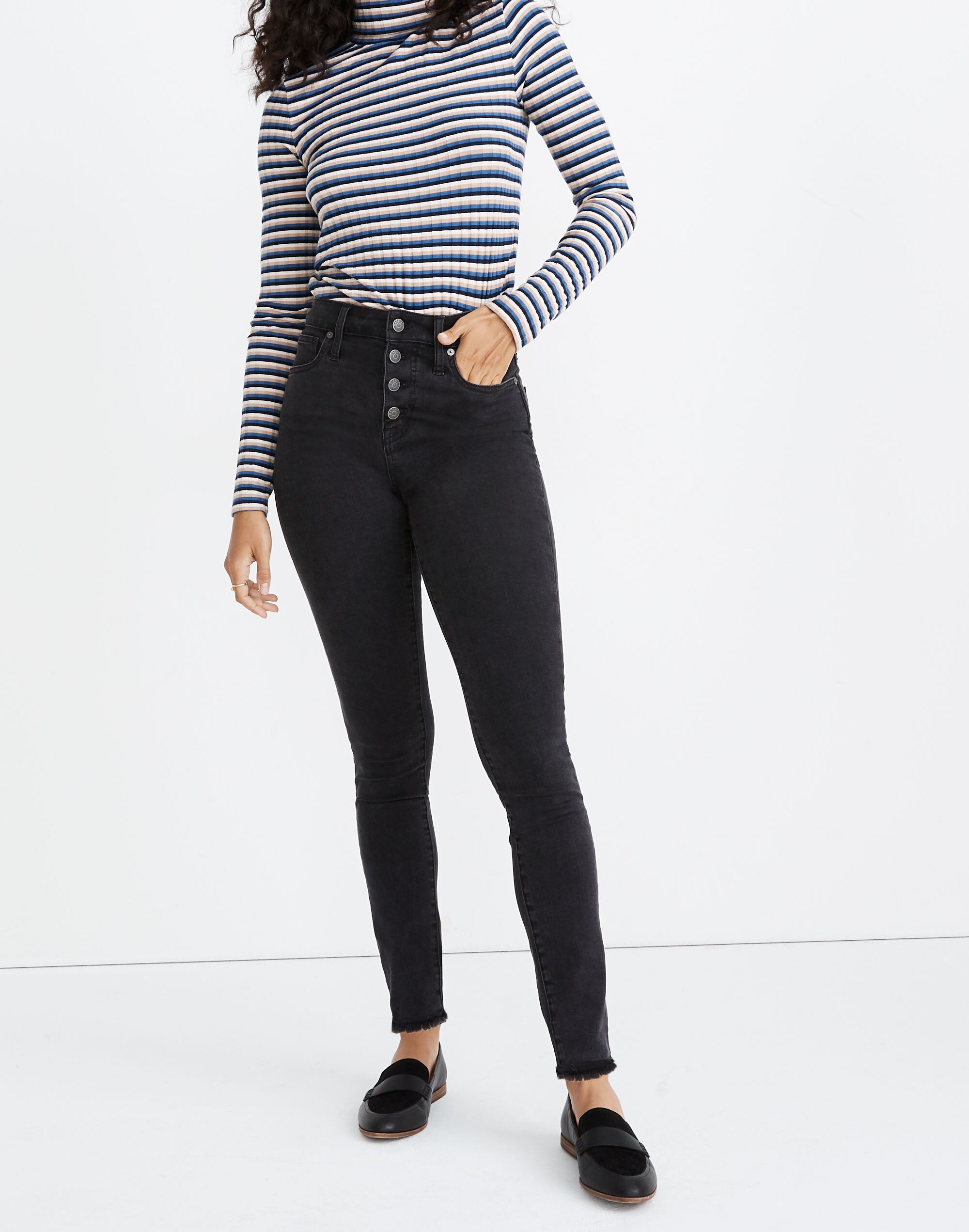 Tall Curvy High-Rise Skinny Jeans in Berkeley Wash: Button-Front Edition