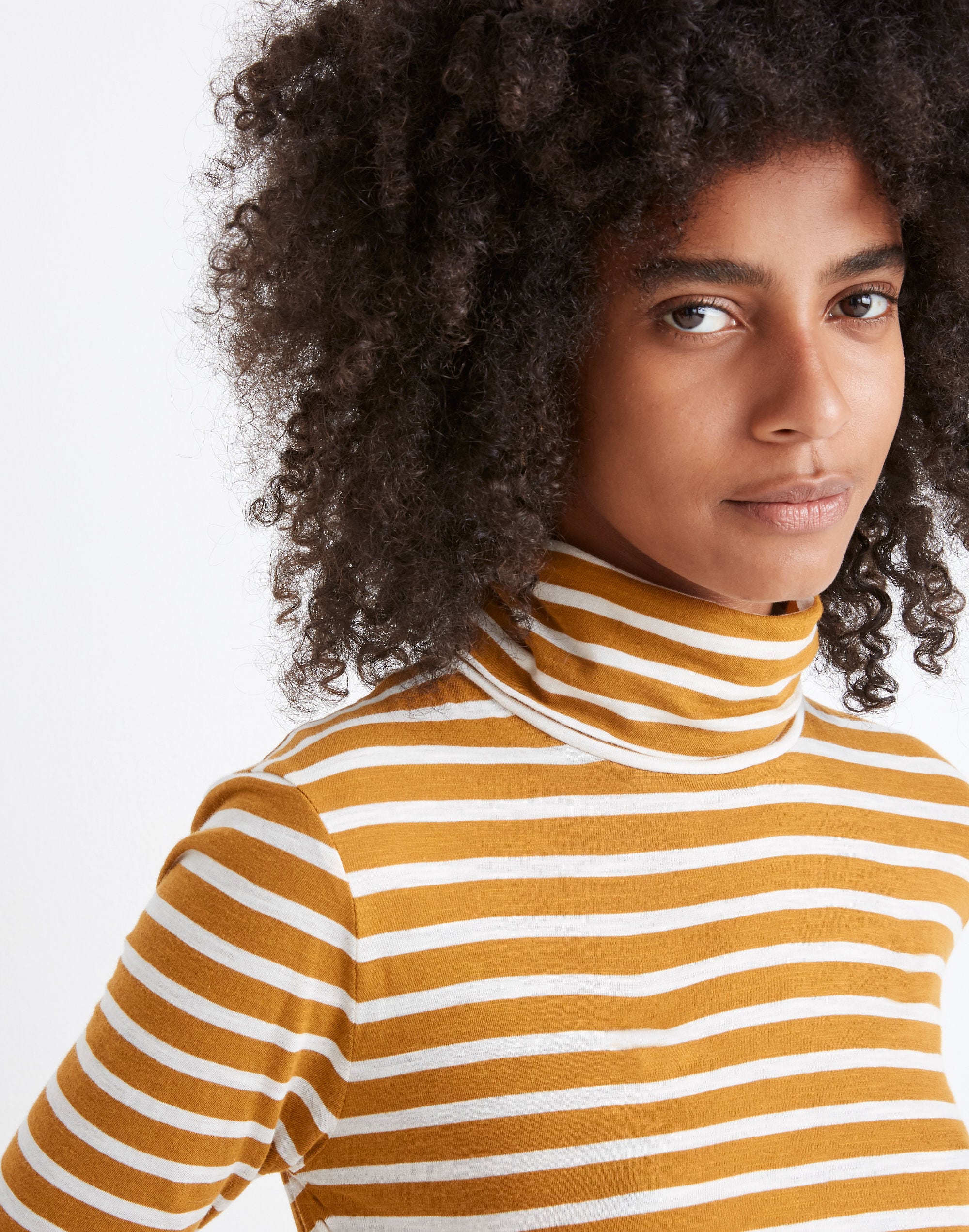 Whisper Cotton Turtleneck in Helene Stripe