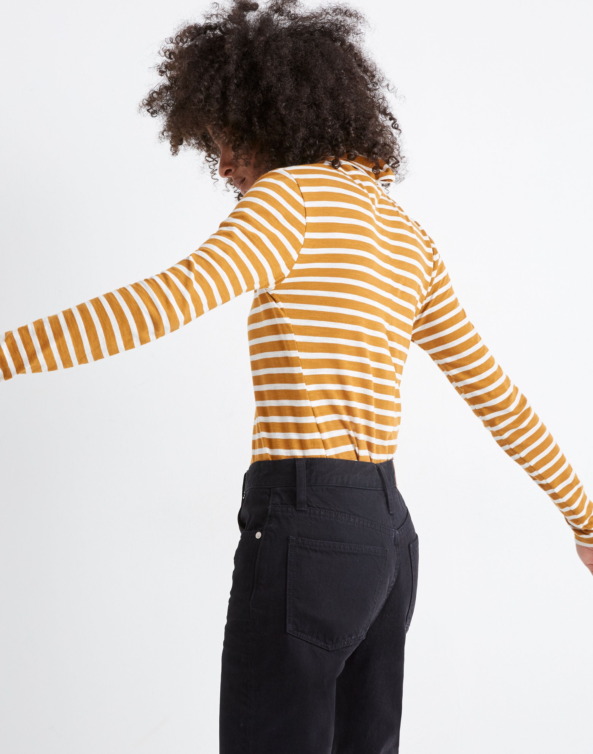 Whisper Cotton Turtleneck in Helene Stripe