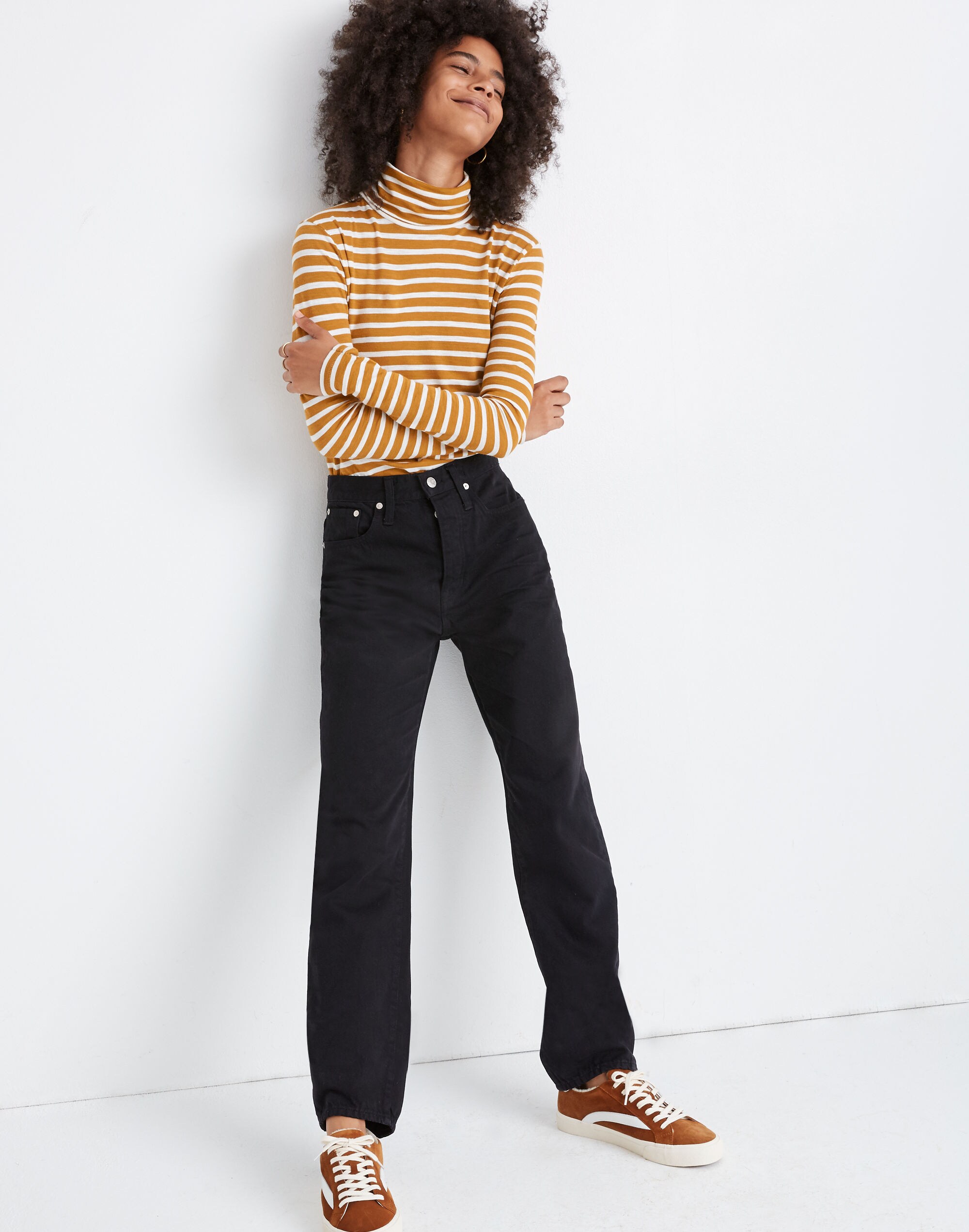 Whisper Cotton Turtleneck in Helene Stripe