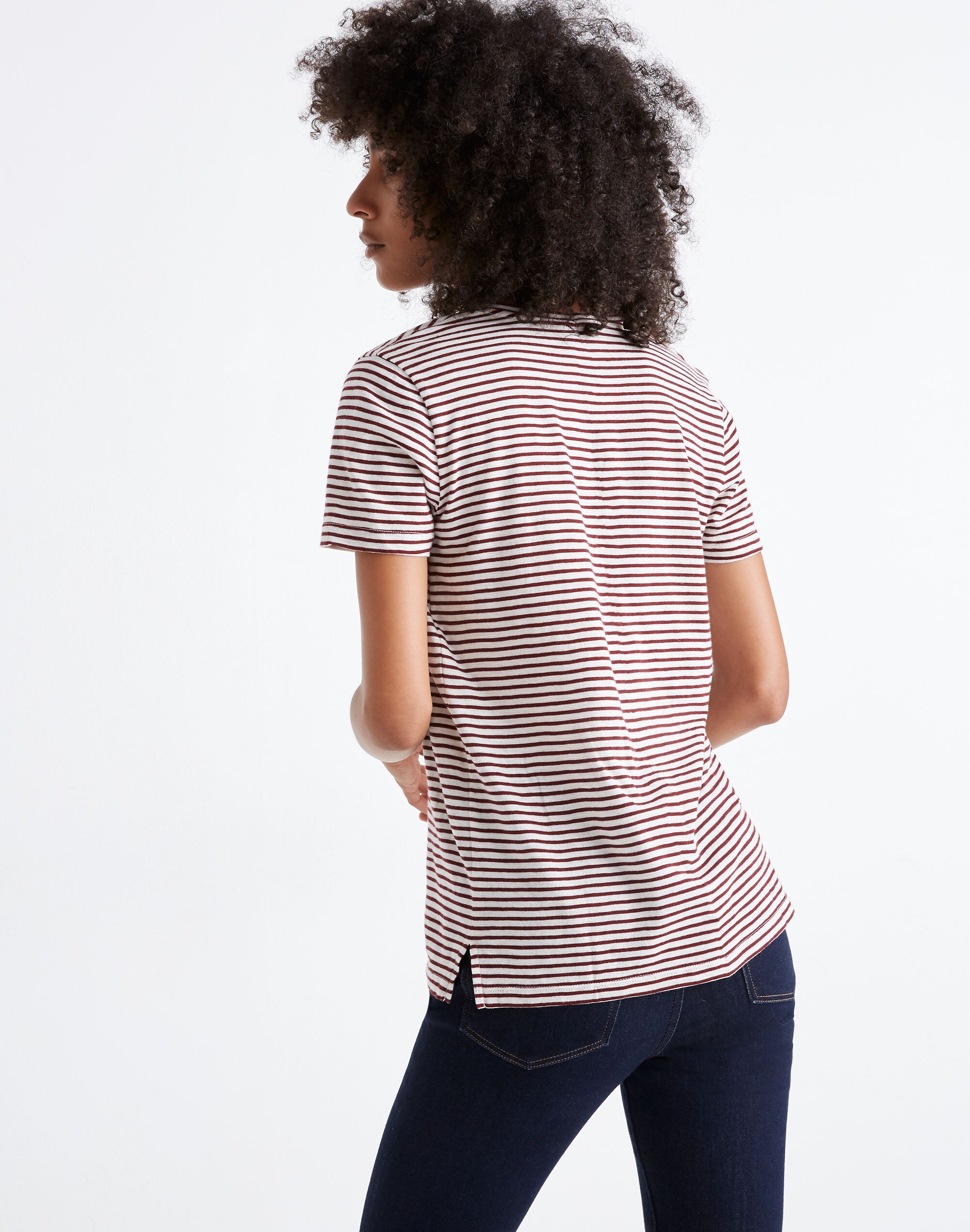 Whisper Cotton V-Neck Pocket Tee in Simone Stripe