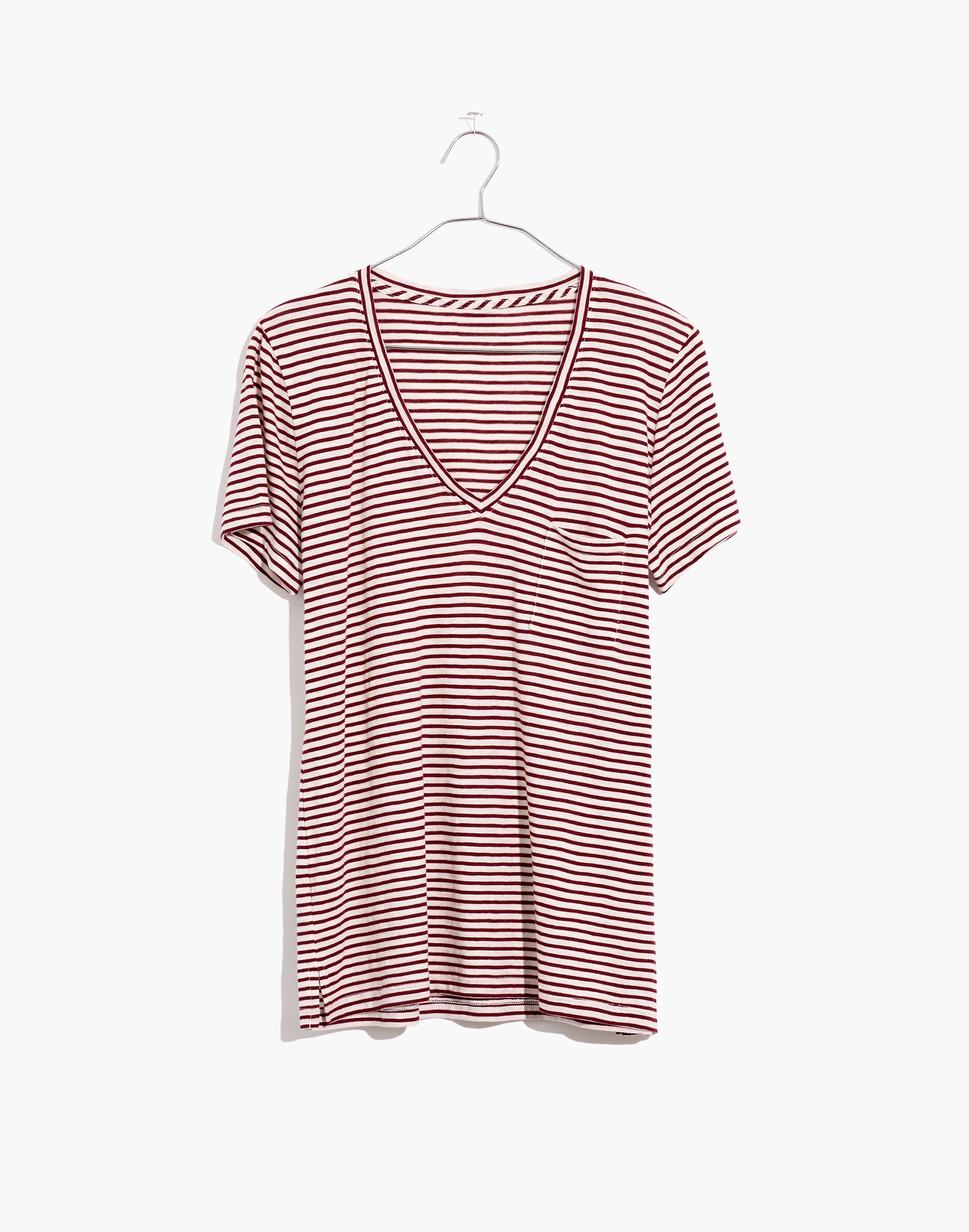 Whisper Cotton V-Neck Pocket Tee in Simone Stripe