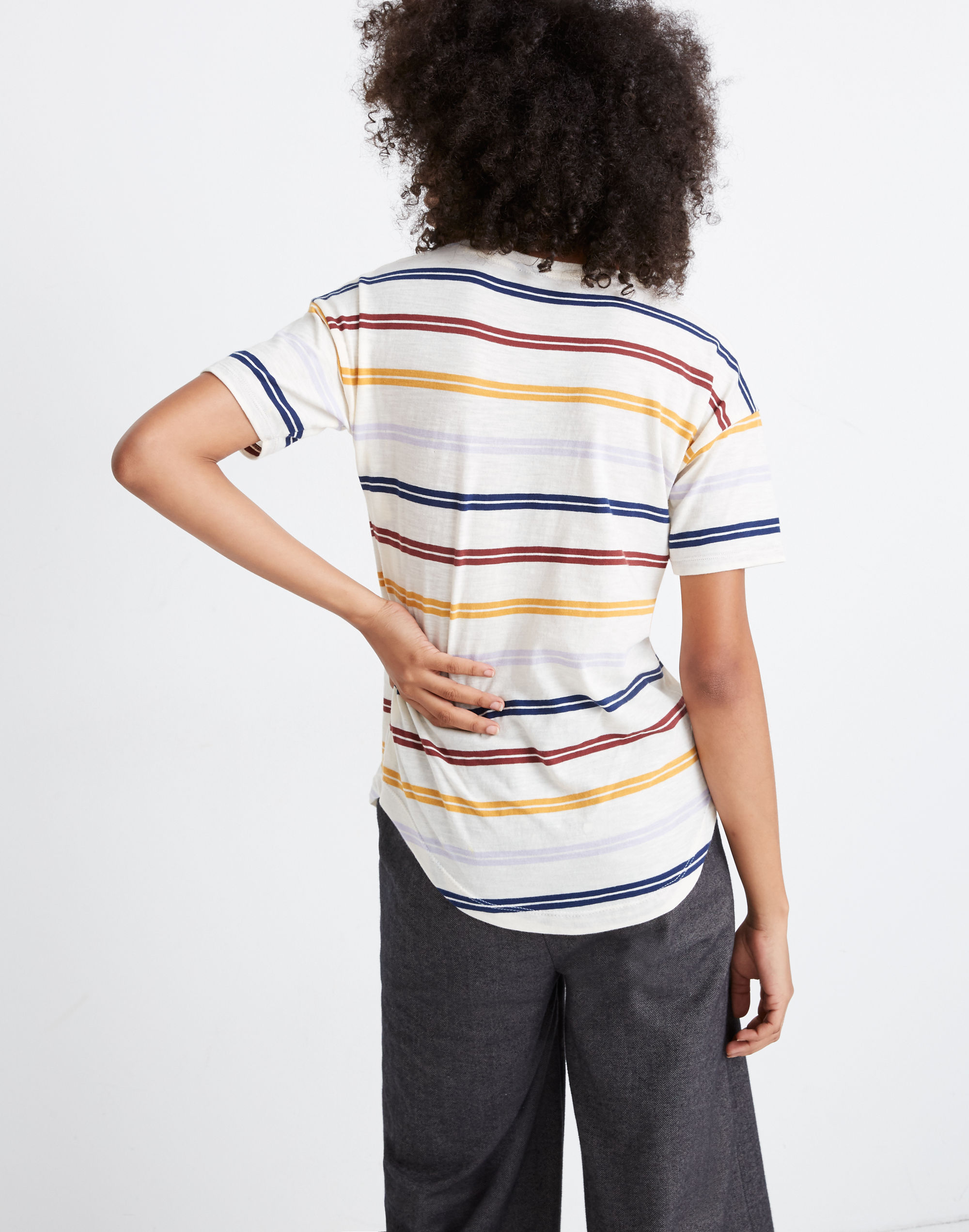 Whisper Cotton Crewneck Tee in Joaquin Stripe