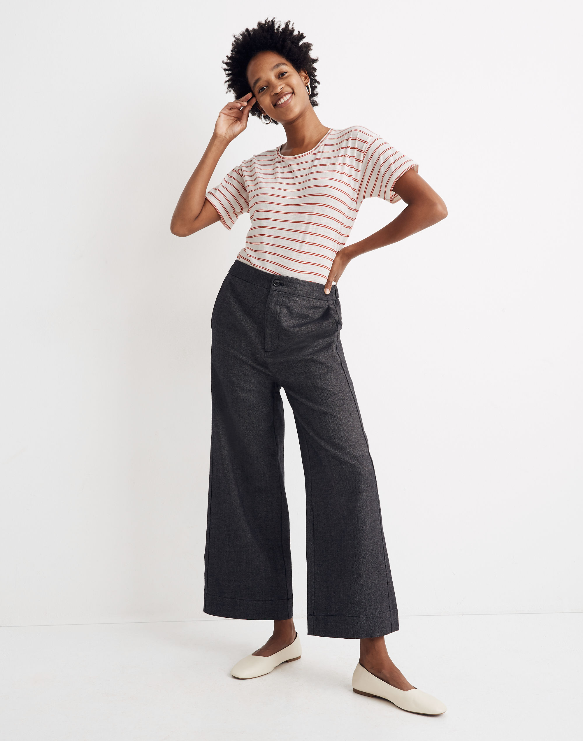 Whisper Cotton Crewneck Tee in Calum Stripe