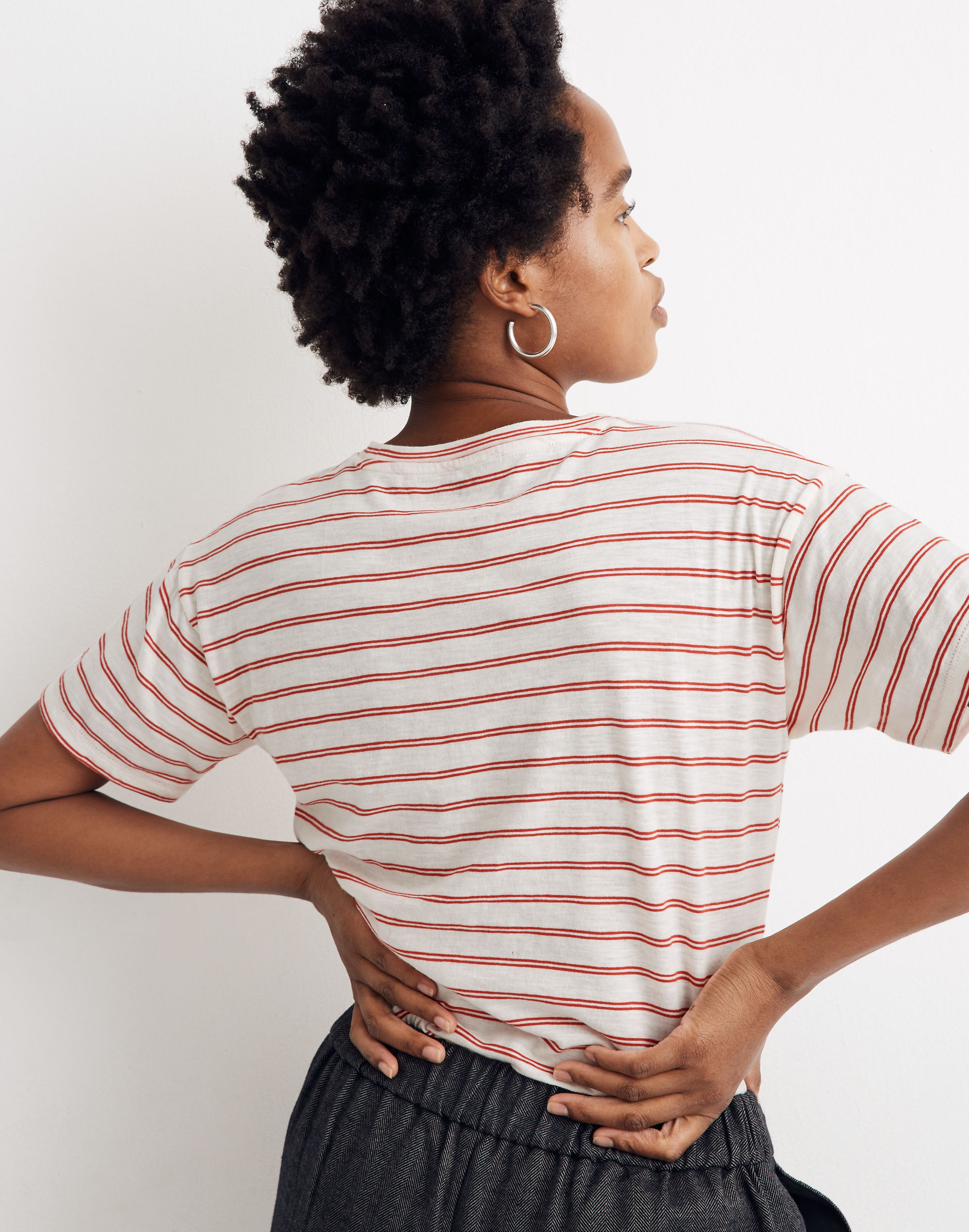 Whisper Cotton Crewneck Tee in Calum Stripe