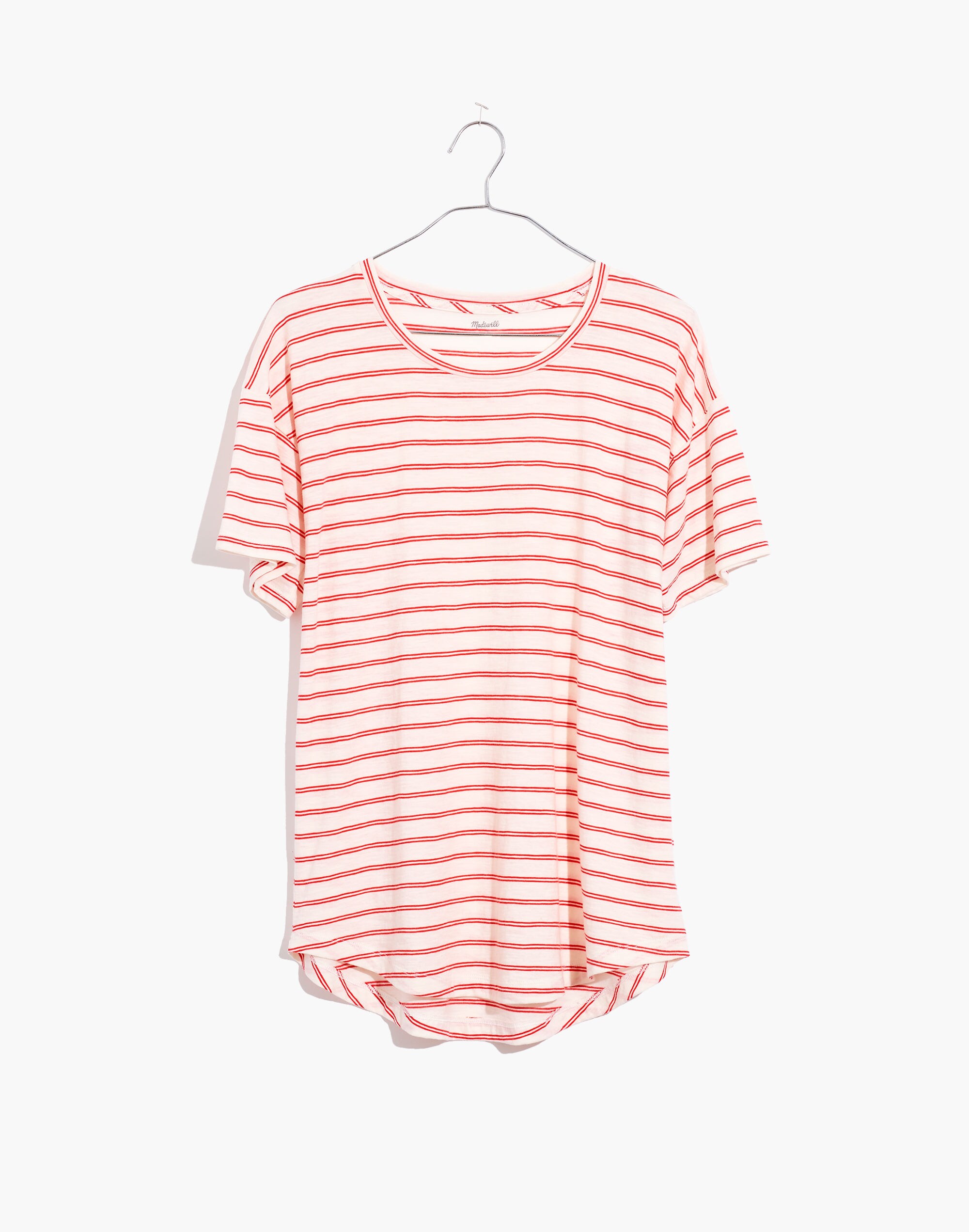 Whisper Cotton Crewneck Tee in Calum Stripe