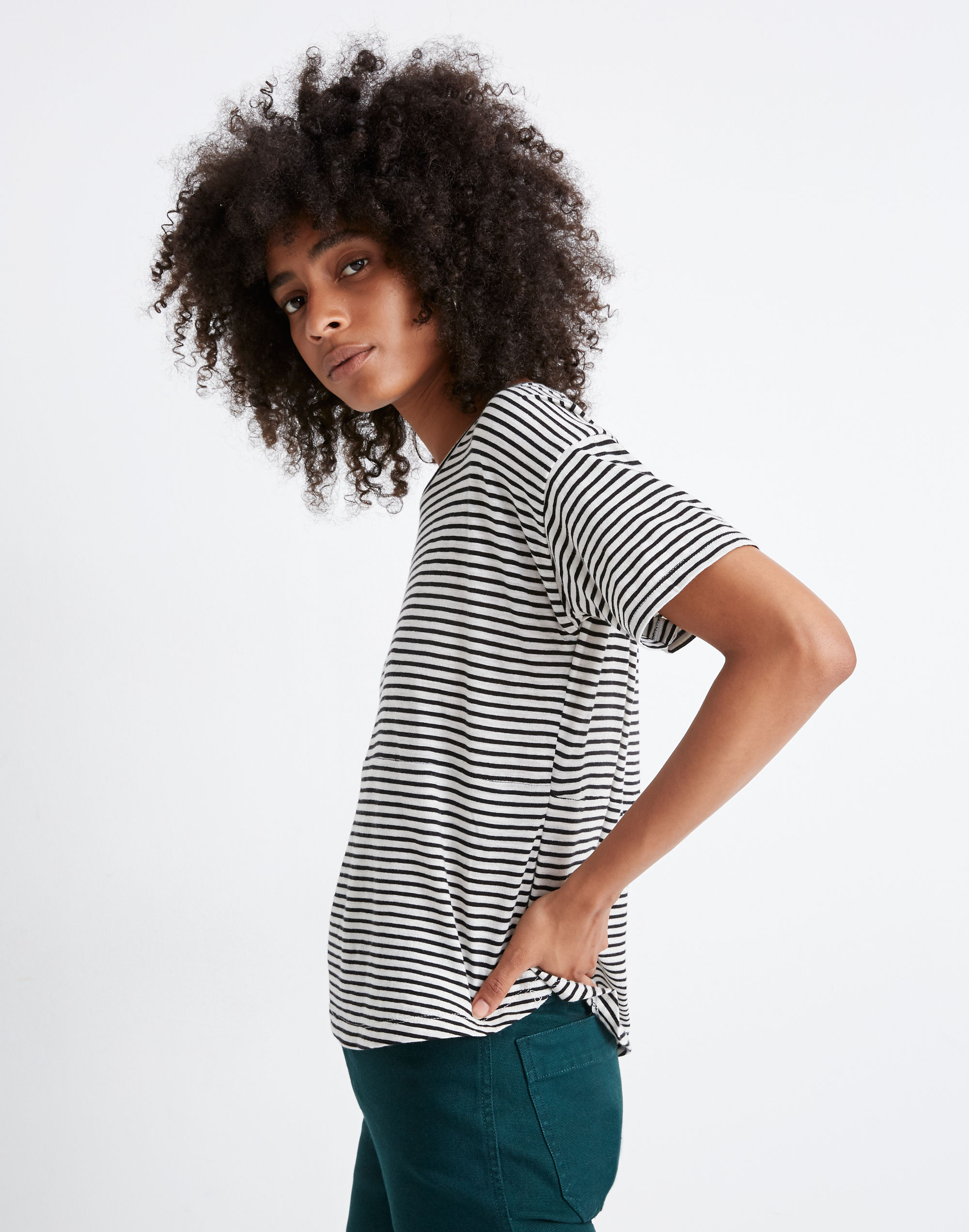 Whisper Cotton Crewneck Tee in Simone Stripe
