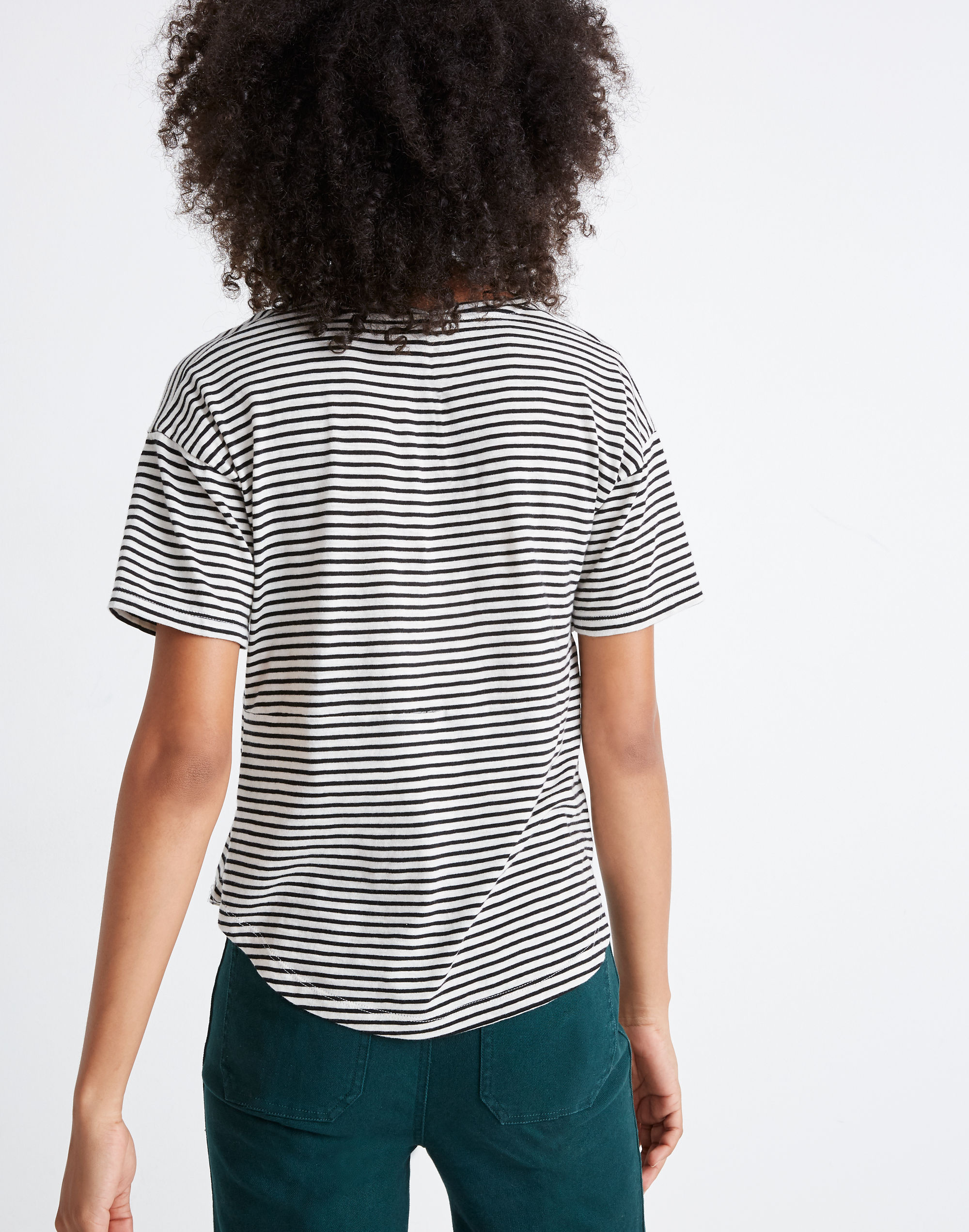 Whisper Cotton Crewneck Tee in Simone Stripe