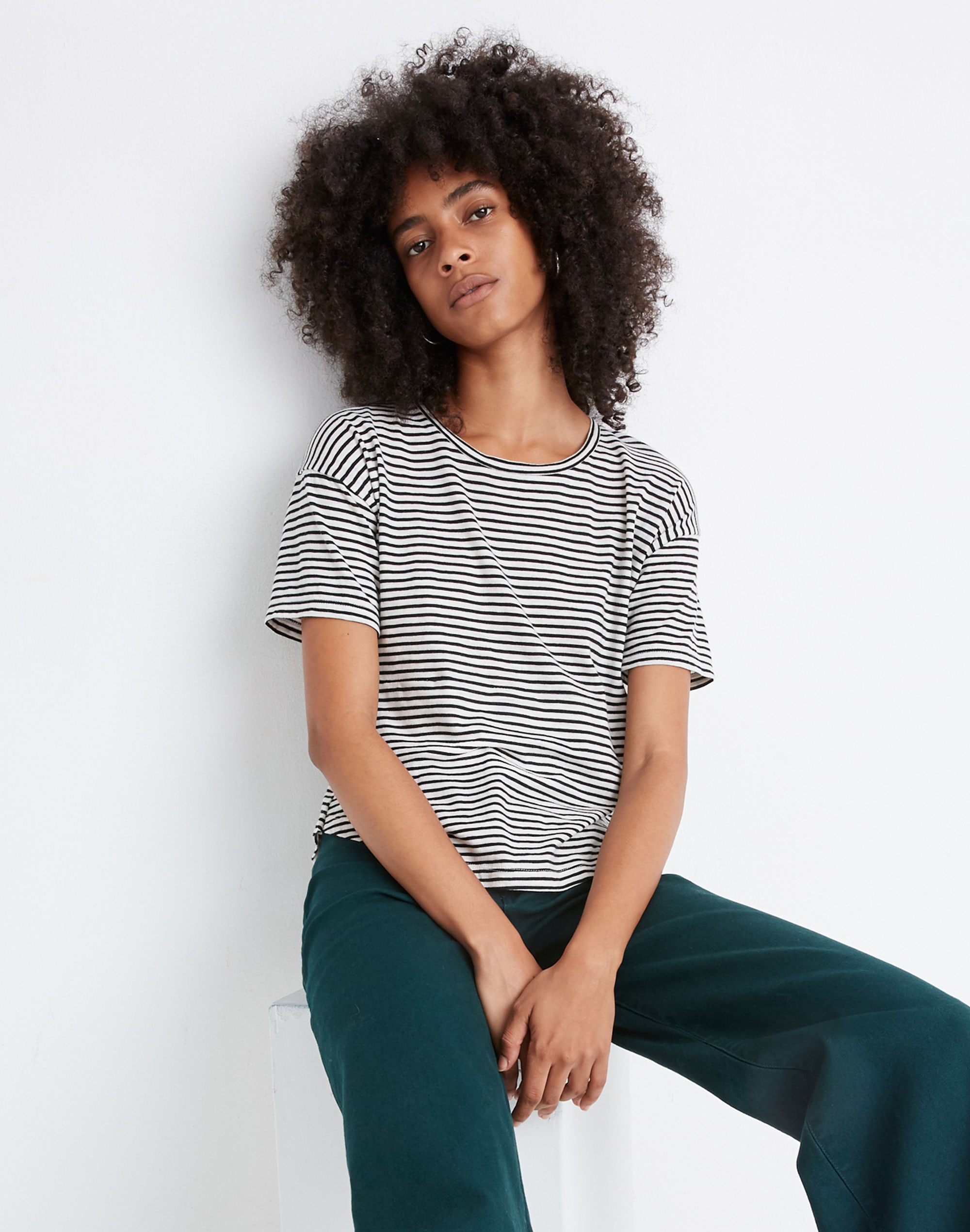 whisper cotton crewneck tee in simone stripe