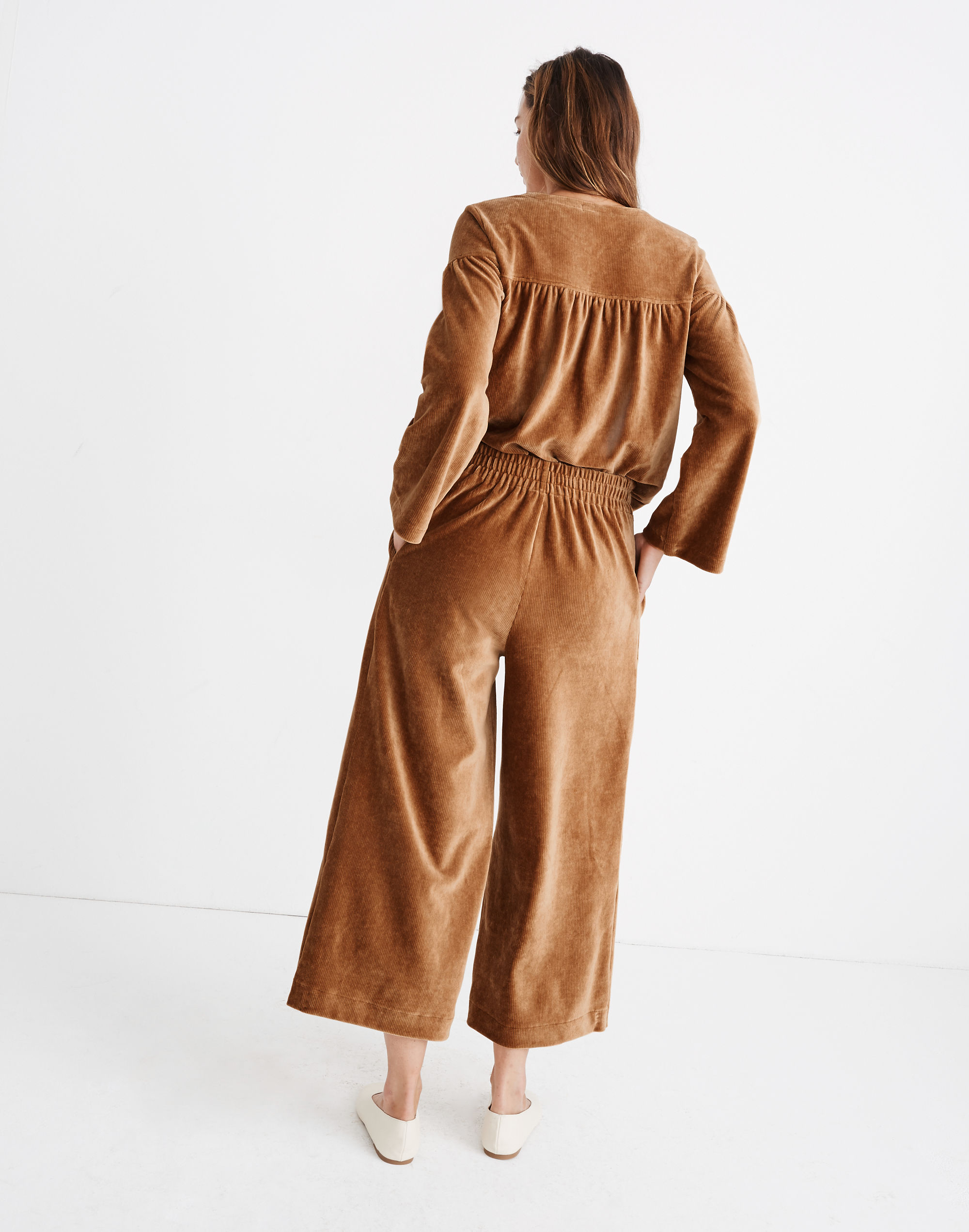 Texture &amp; Thread Pleated Wide-Leg Corduroy Pants