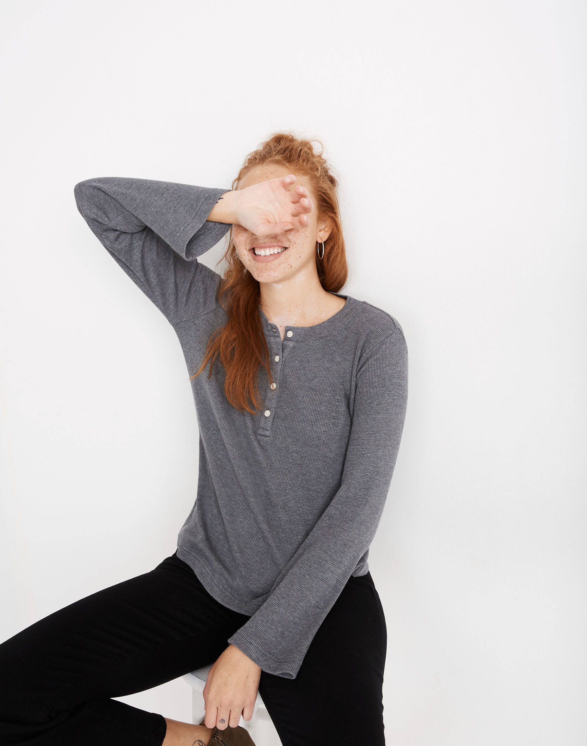 Heathered Thermal Henley Tee