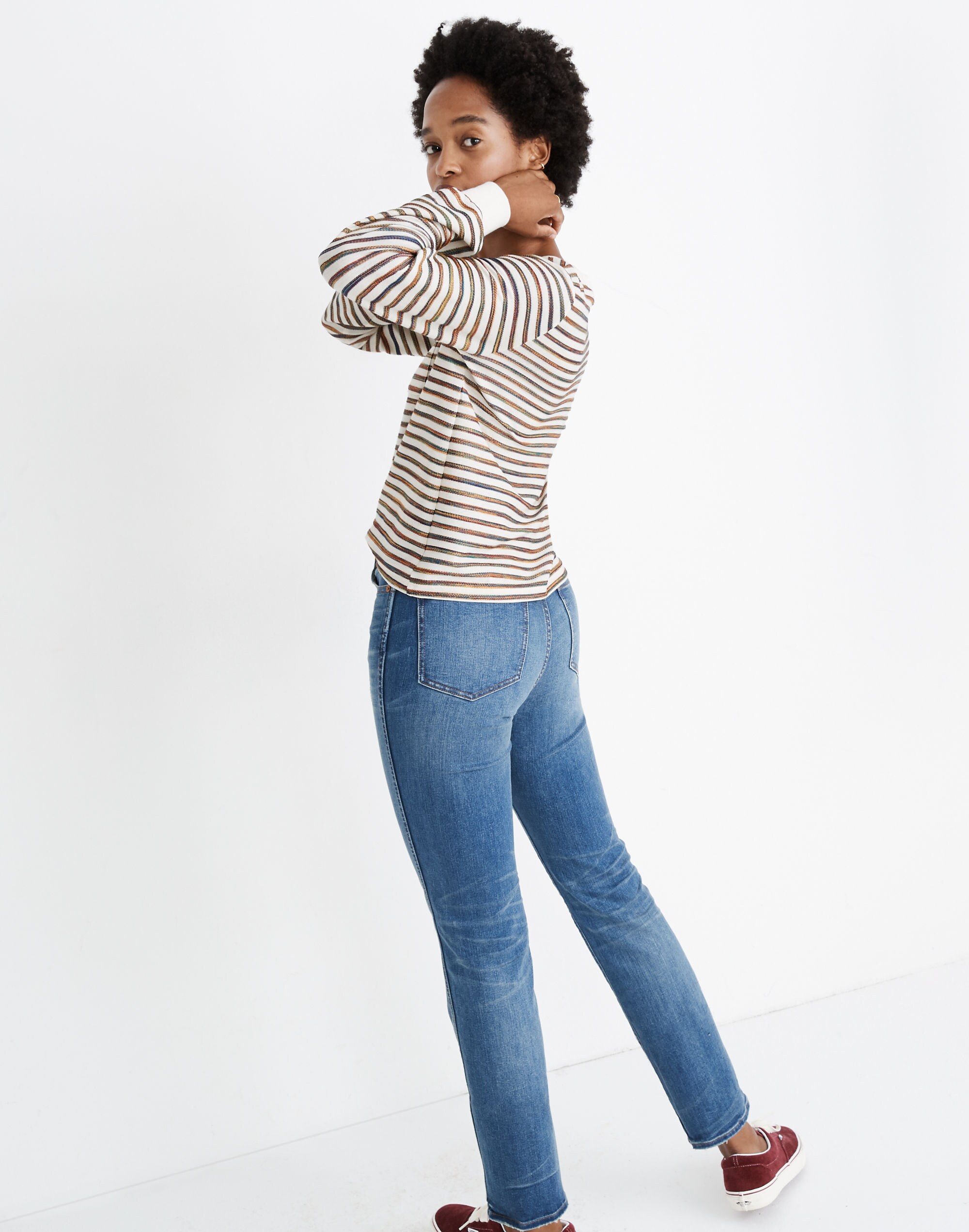 Long-Sleeve Tee in Rainbow Stripe