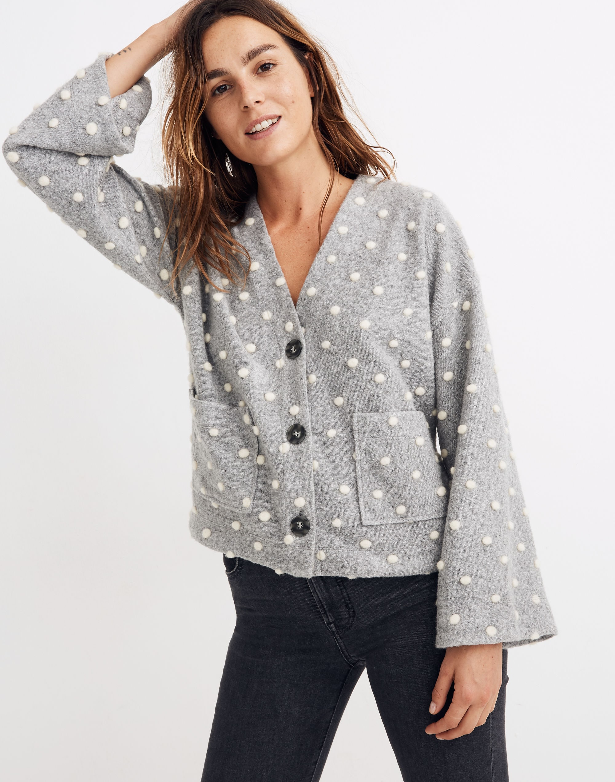 texture &amp; thread boxy bobble cardigan