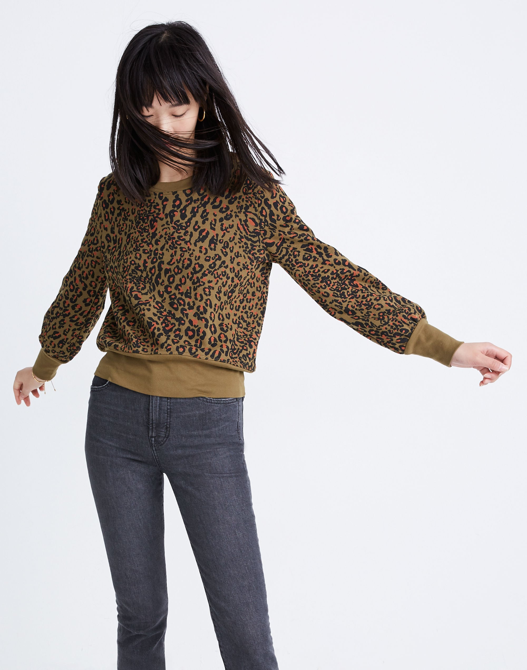 banded sweatshirt in jungle cat