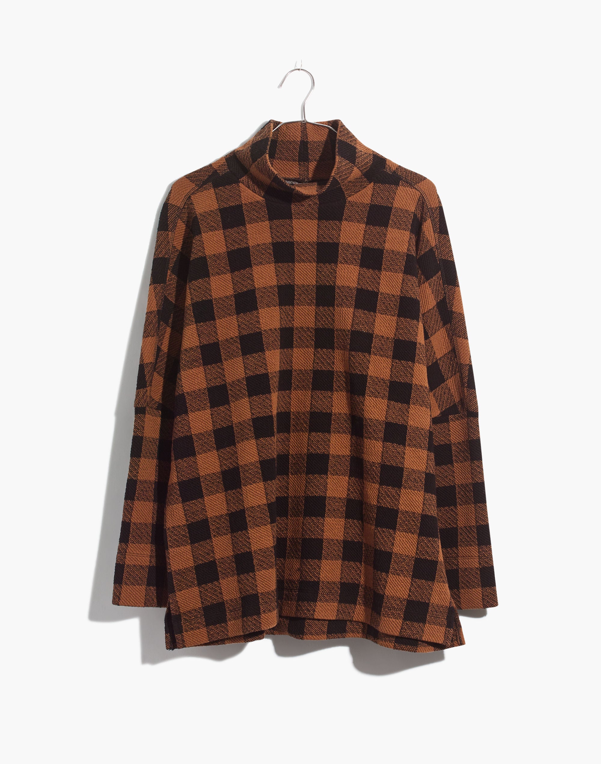 Drop-Shoulder Mockneck Top in Buffalo Plaid