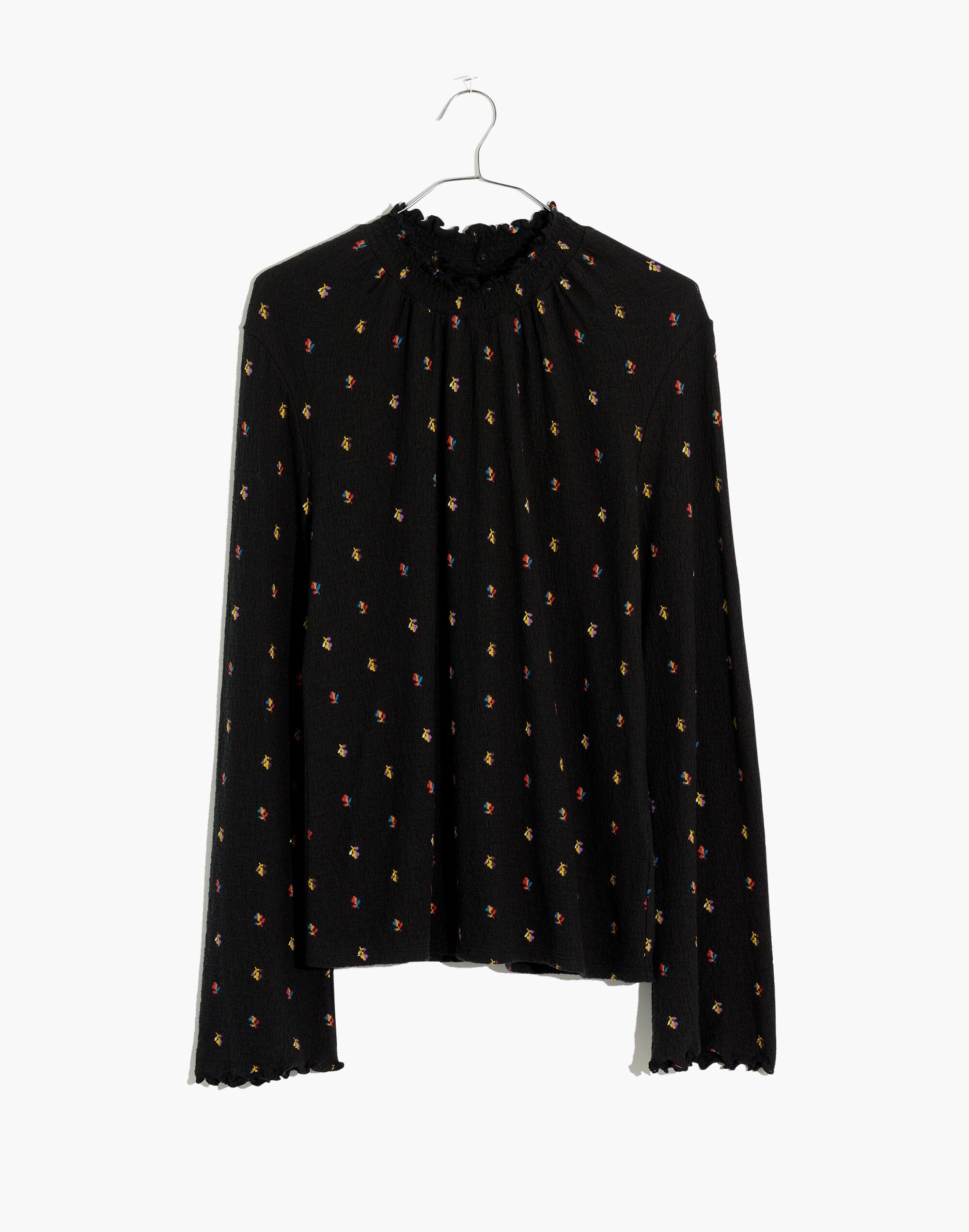 Texture &amp; Thread Ruffled Mockneck Top in Rainbow Buds