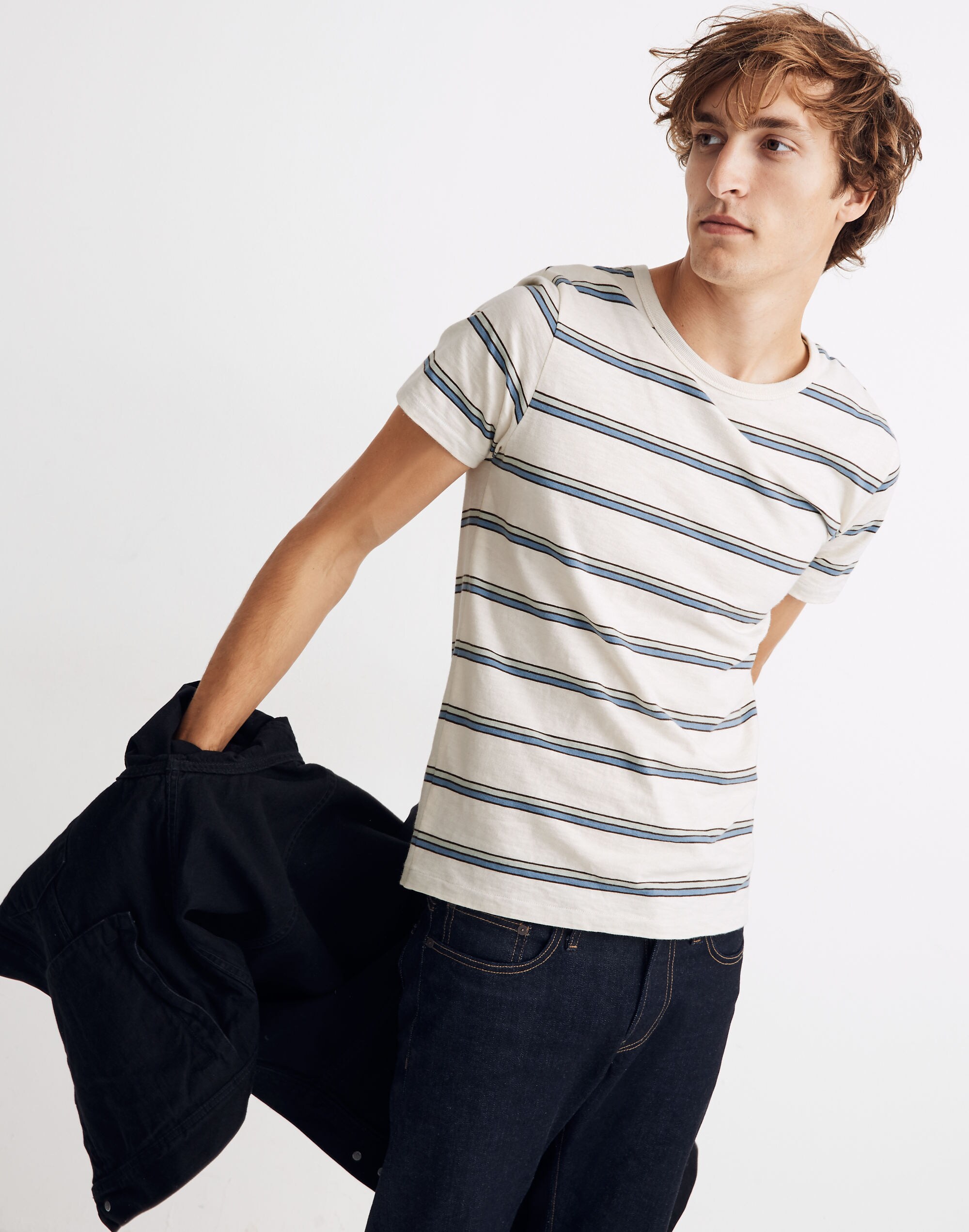 Allday Crewneck Tee in Rodney Stripe